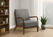 Accent Chair 34"H Dark Grey Upholstered Walnut Wood-DECOROLALA