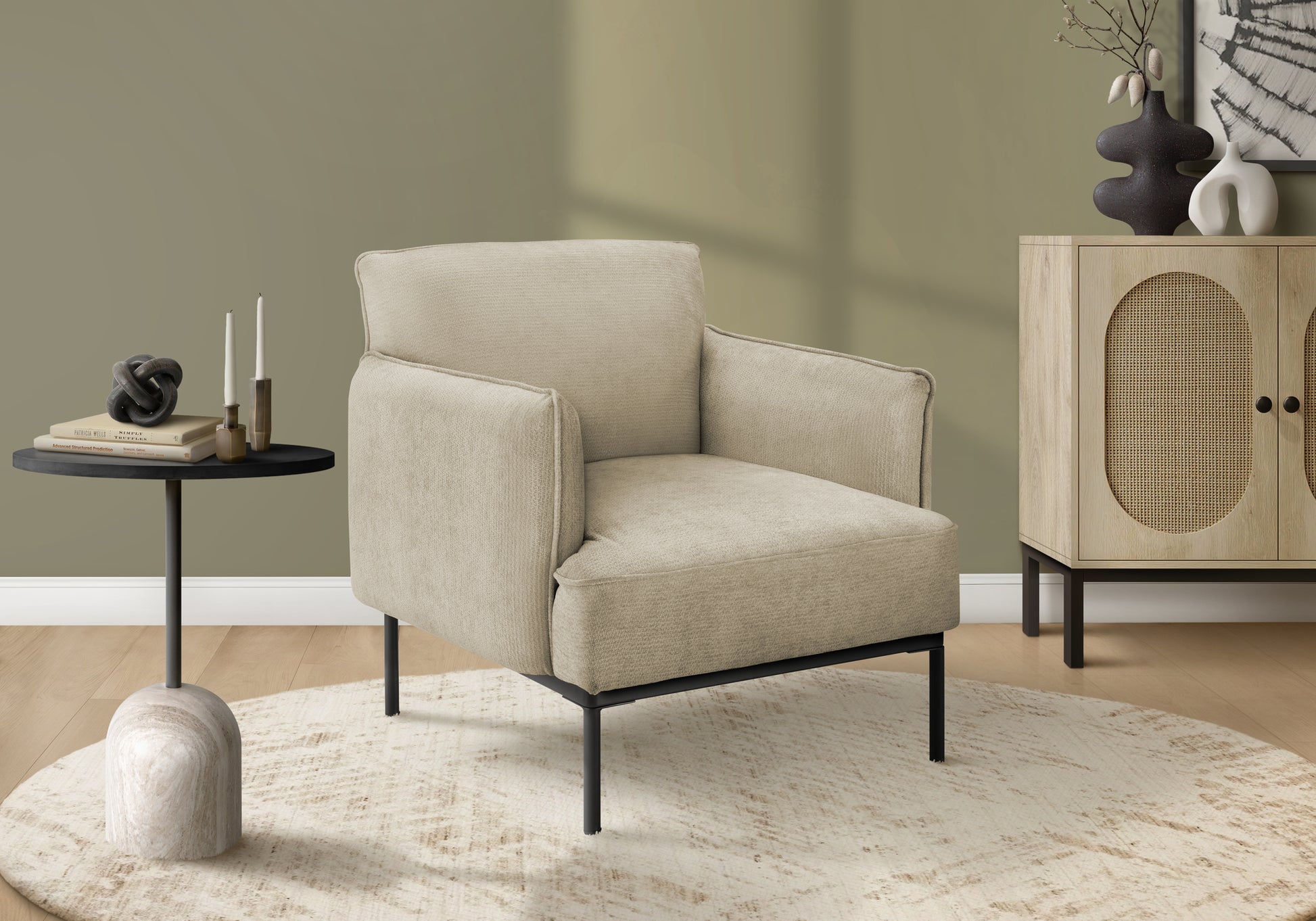 Accent Chair - Beige 33"H Upholstered Modern-DECOROLALA