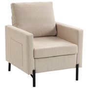 Accent Chair - Beige Upholstered Armchair-DECOROLALA