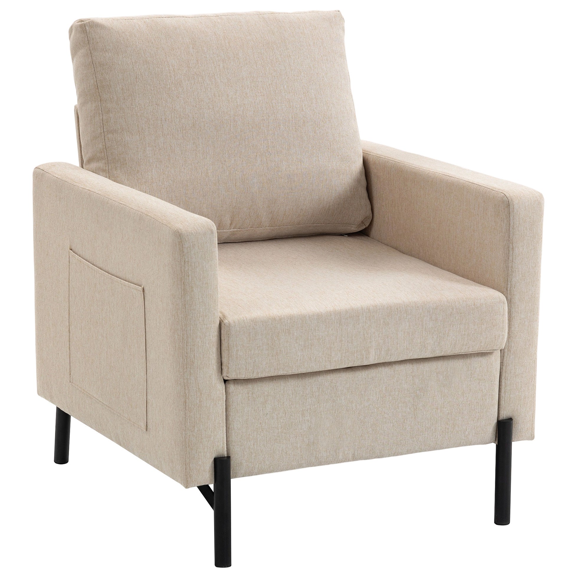 Accent Chair - Beige Upholstered Armchair-DECOROLALA