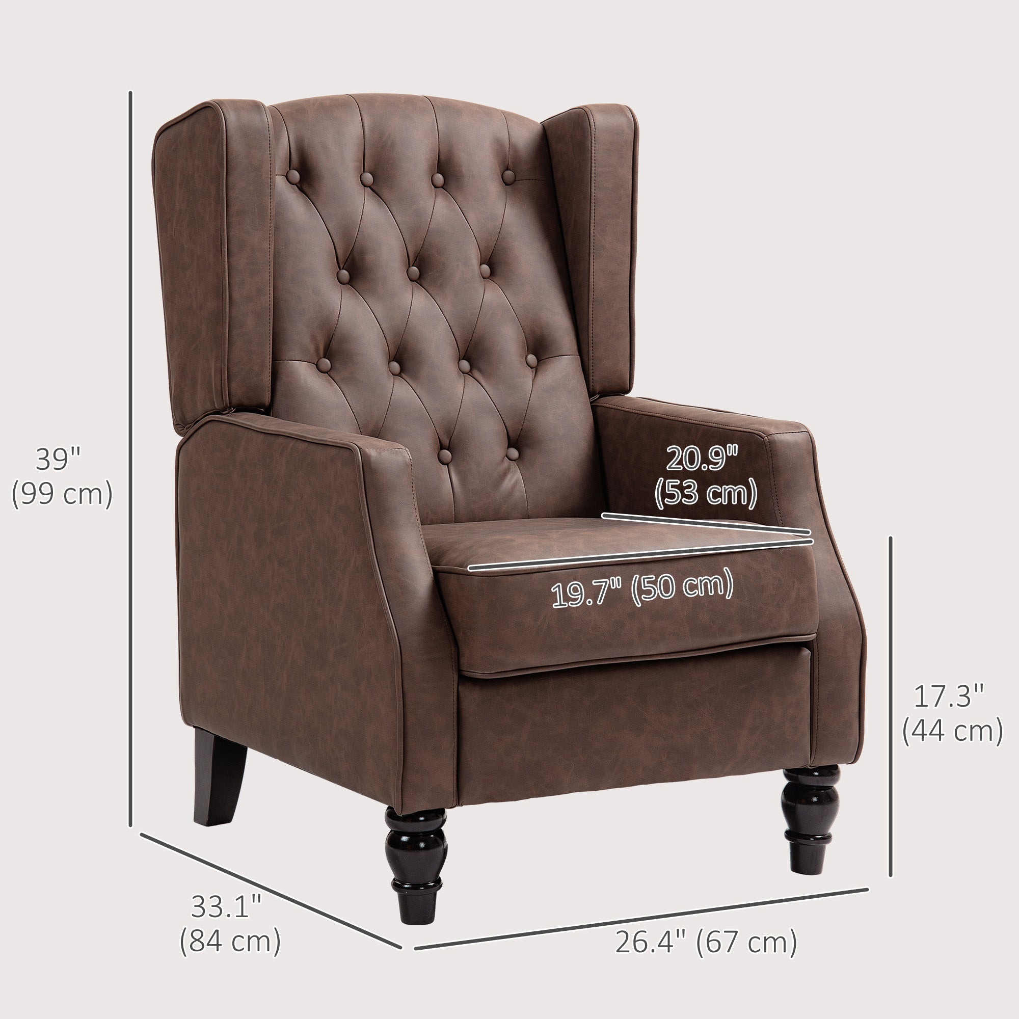 Accent Chair - Brown PU Leather Wingback-DECOROLALA