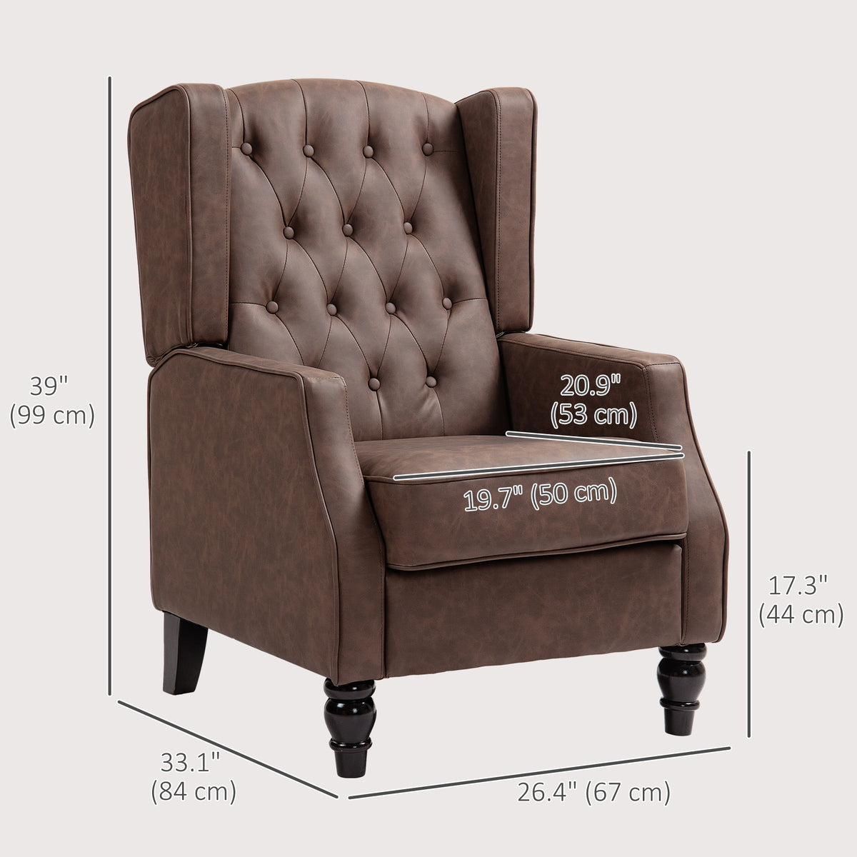 Accent Chair - Brown PU Leather Wingback-DECOROLALA