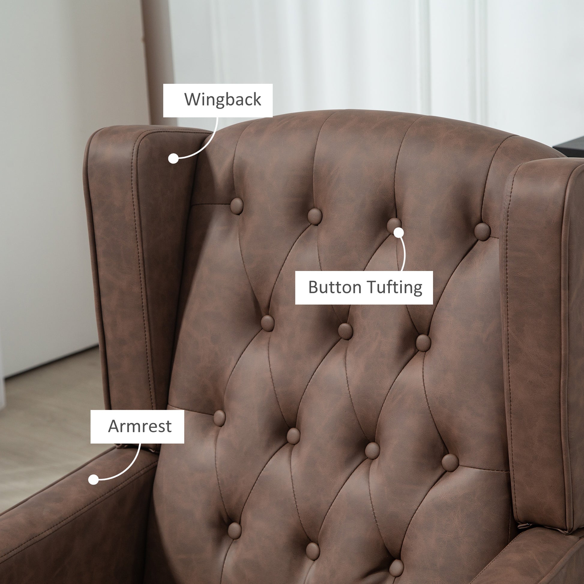 Accent Chair - Brown PU Leather Wingback-DECOROLALA