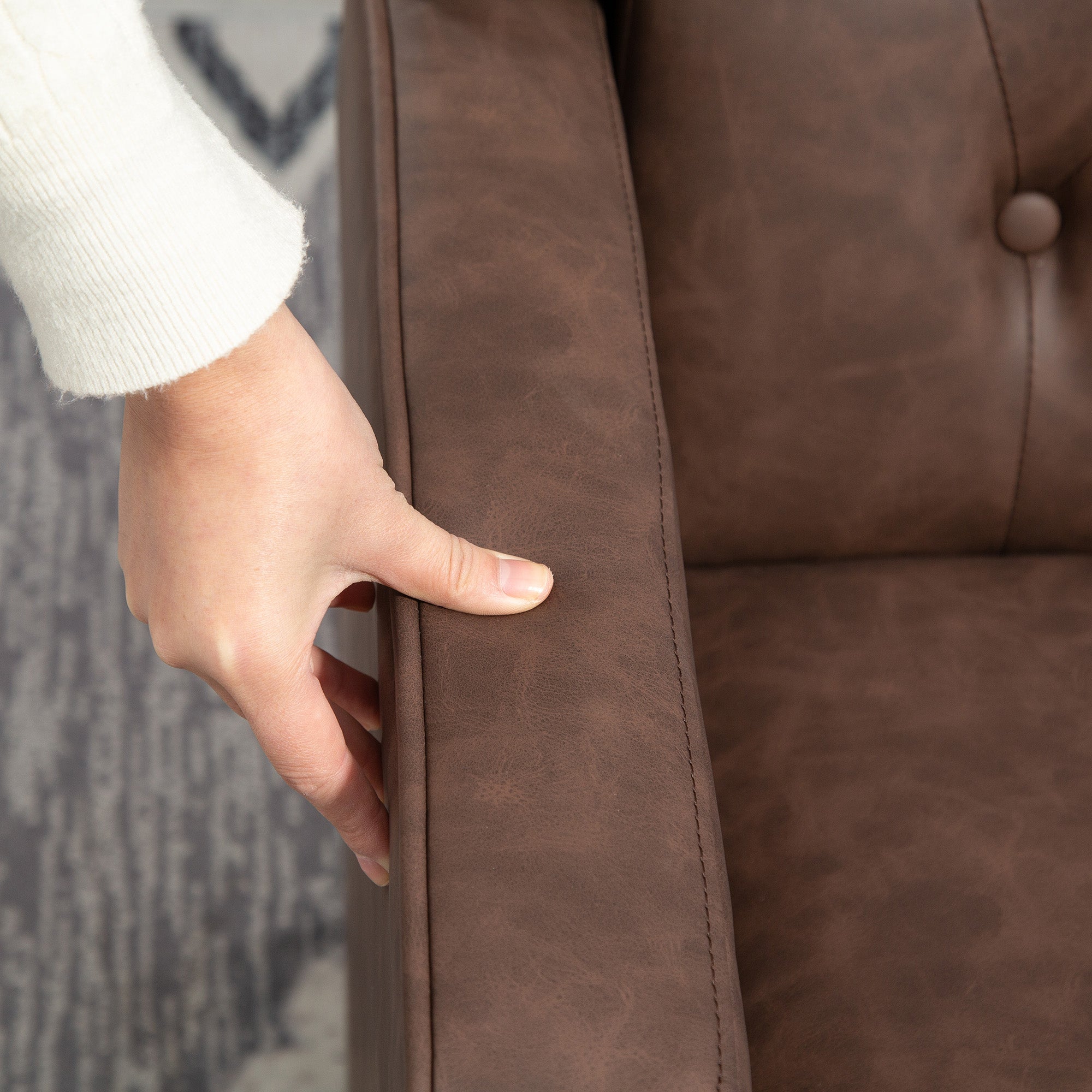 Accent Chair - Brown PU Leather Wingback-DECOROLALA