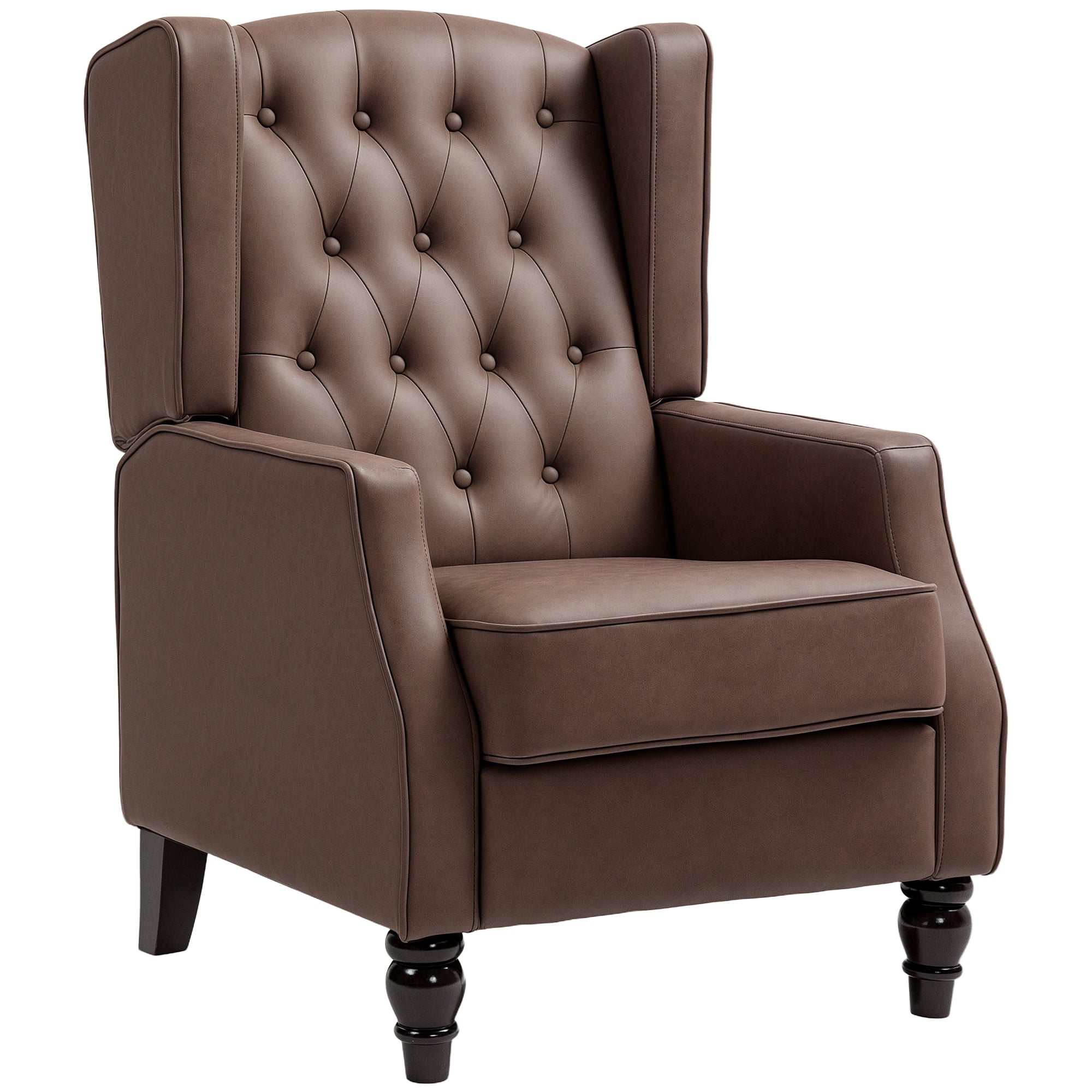 Accent Chair - Brown PU Leather Wingback-DECOROLALA