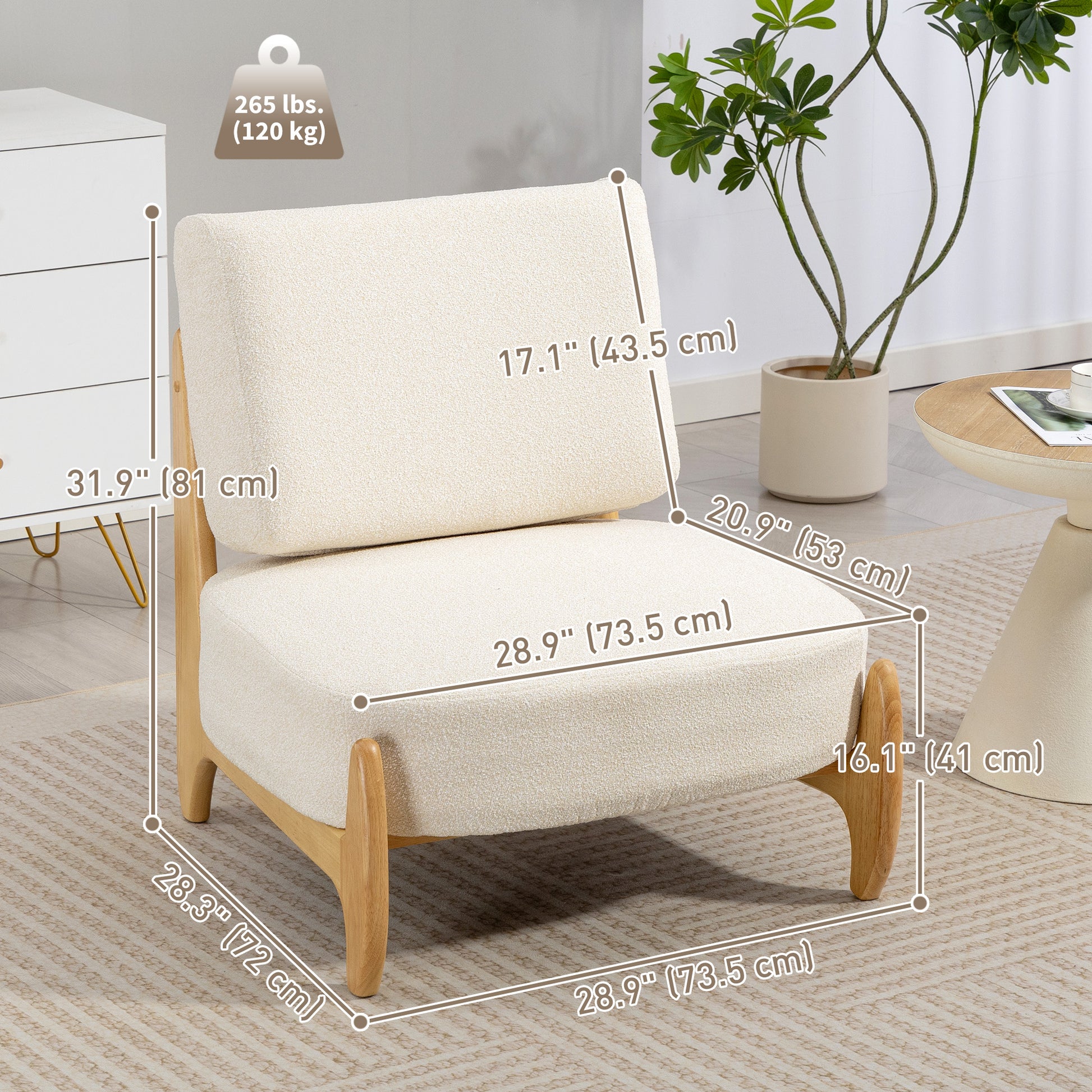 Accent Chair - Cream White Chenille-DECOROLALA