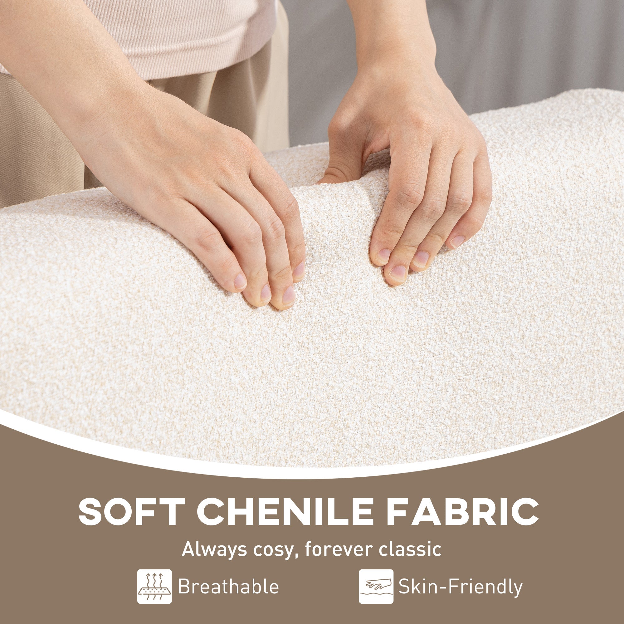 Accent Chair - Cream White Chenille-DECOROLALA