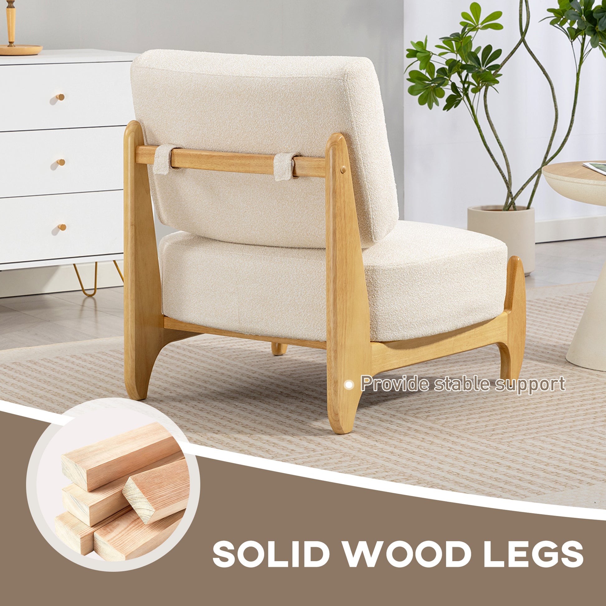 Accent Chair - Cream White Chenille-DECOROLALA