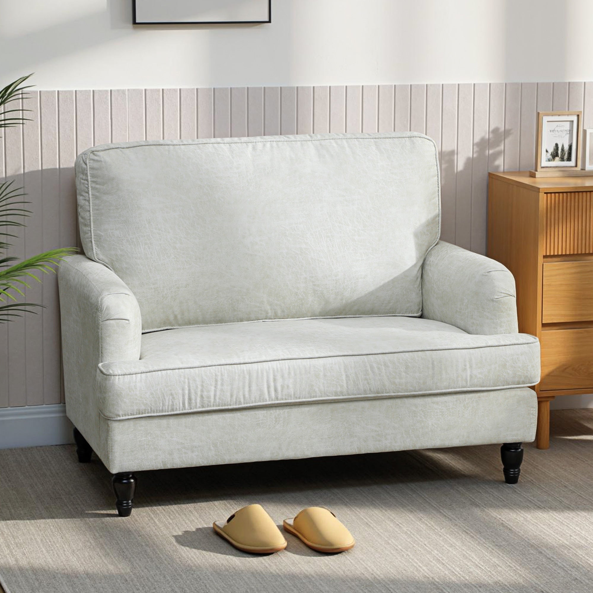 Accent Chair - Cream White Leathaire-DECOROLALA