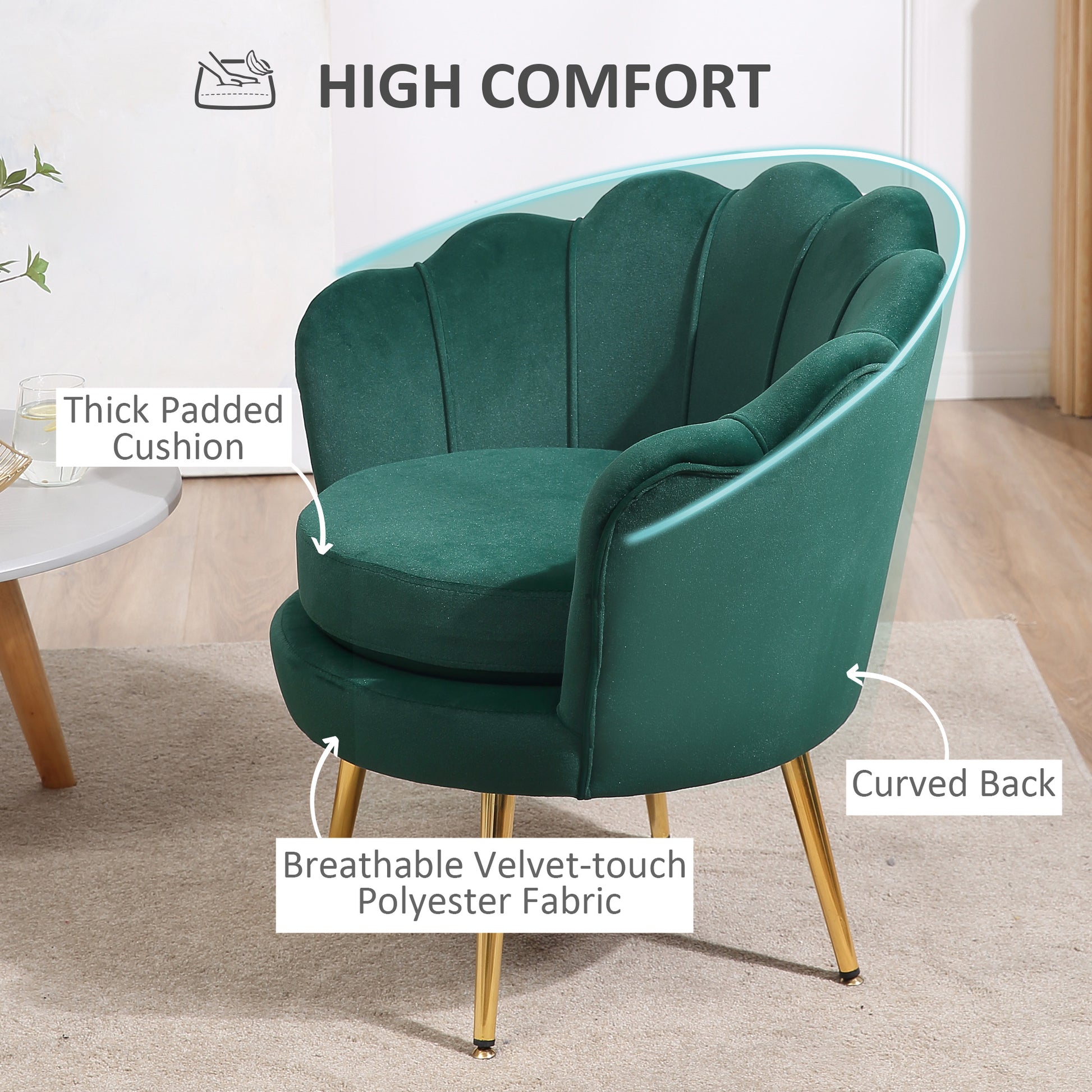 Accent Chair - Dark Green Velvet-Touch Club Chair-DECOROLALA