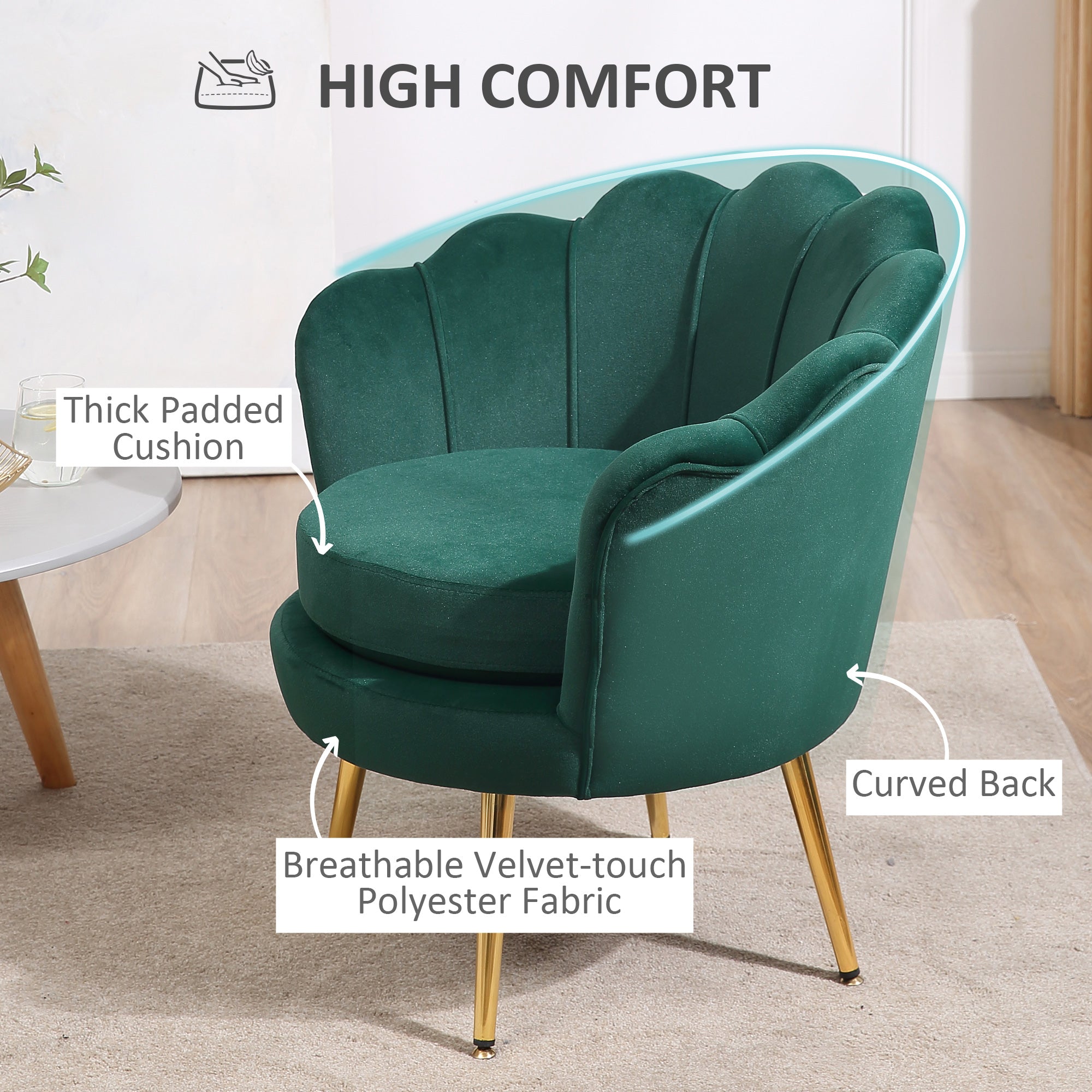 Accent Chair - Dark Green Velvet-Touch Club Chair-DECOROLALA