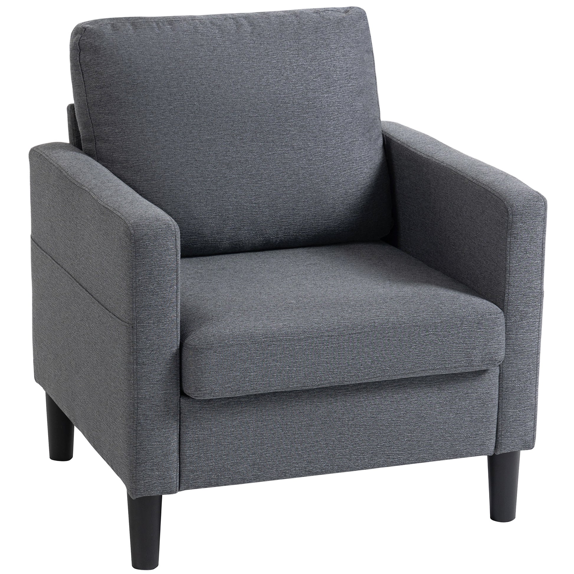Accent Chair Dark Grey Linen 29.9"W-DECOROLALA
