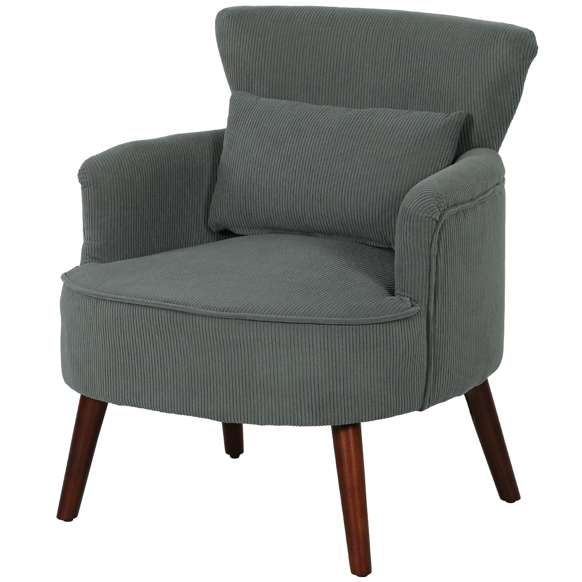 Accent Chair - Grey Corduroy Wingback-DECOROLALA