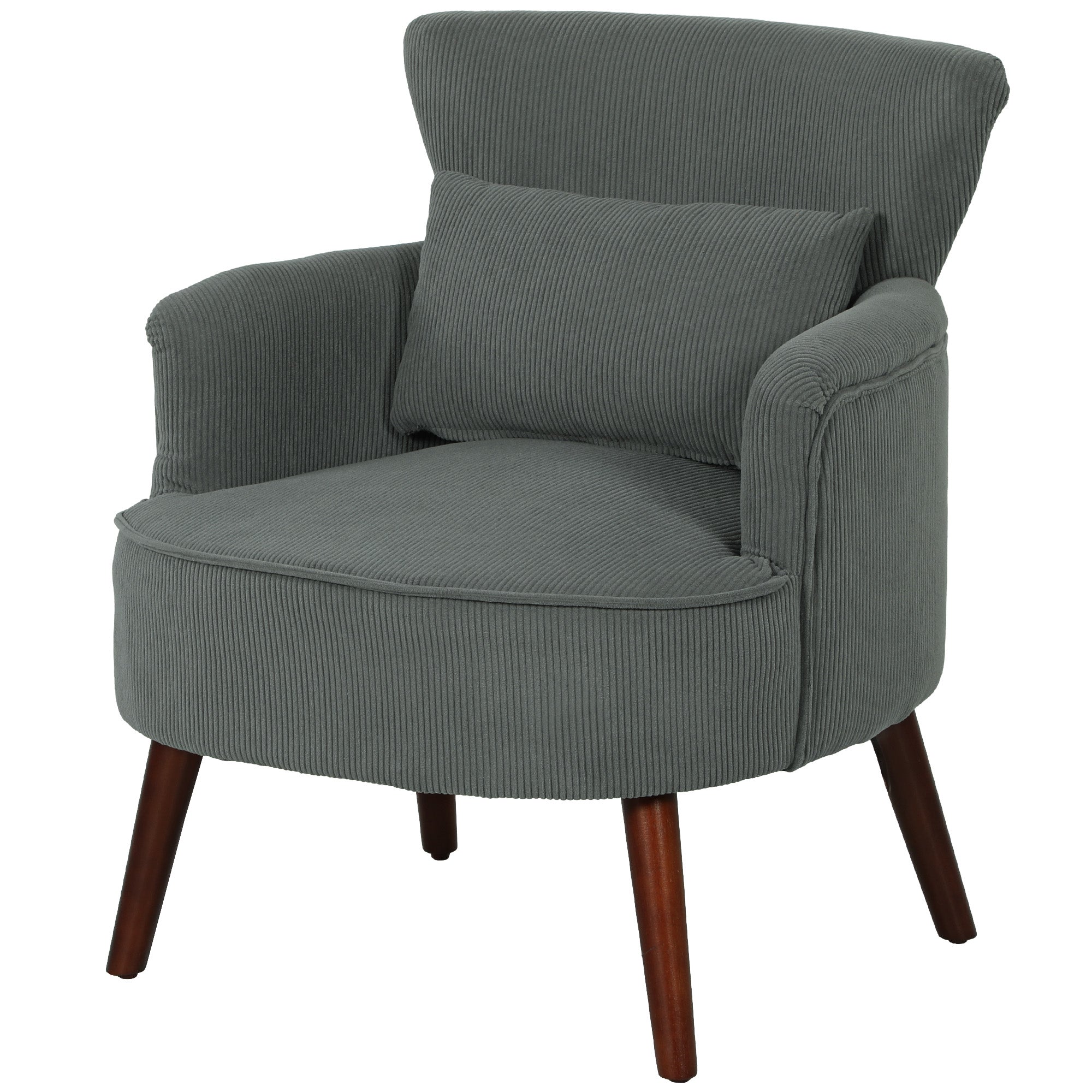 Accent Chair - Grey Corduroy Wingback-DECOROLALA