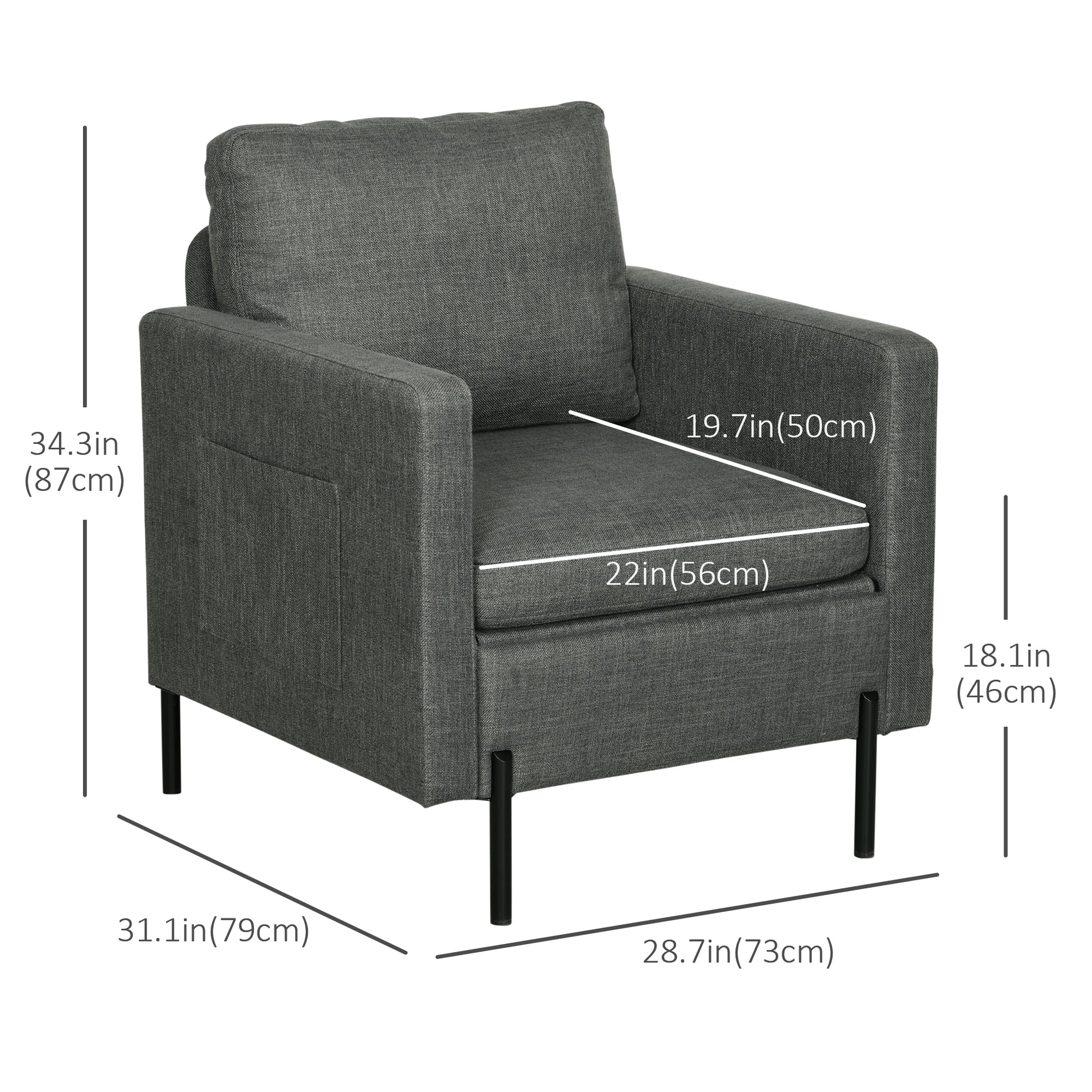 Accent Chair - Grey Linen Modern-DECOROLALA