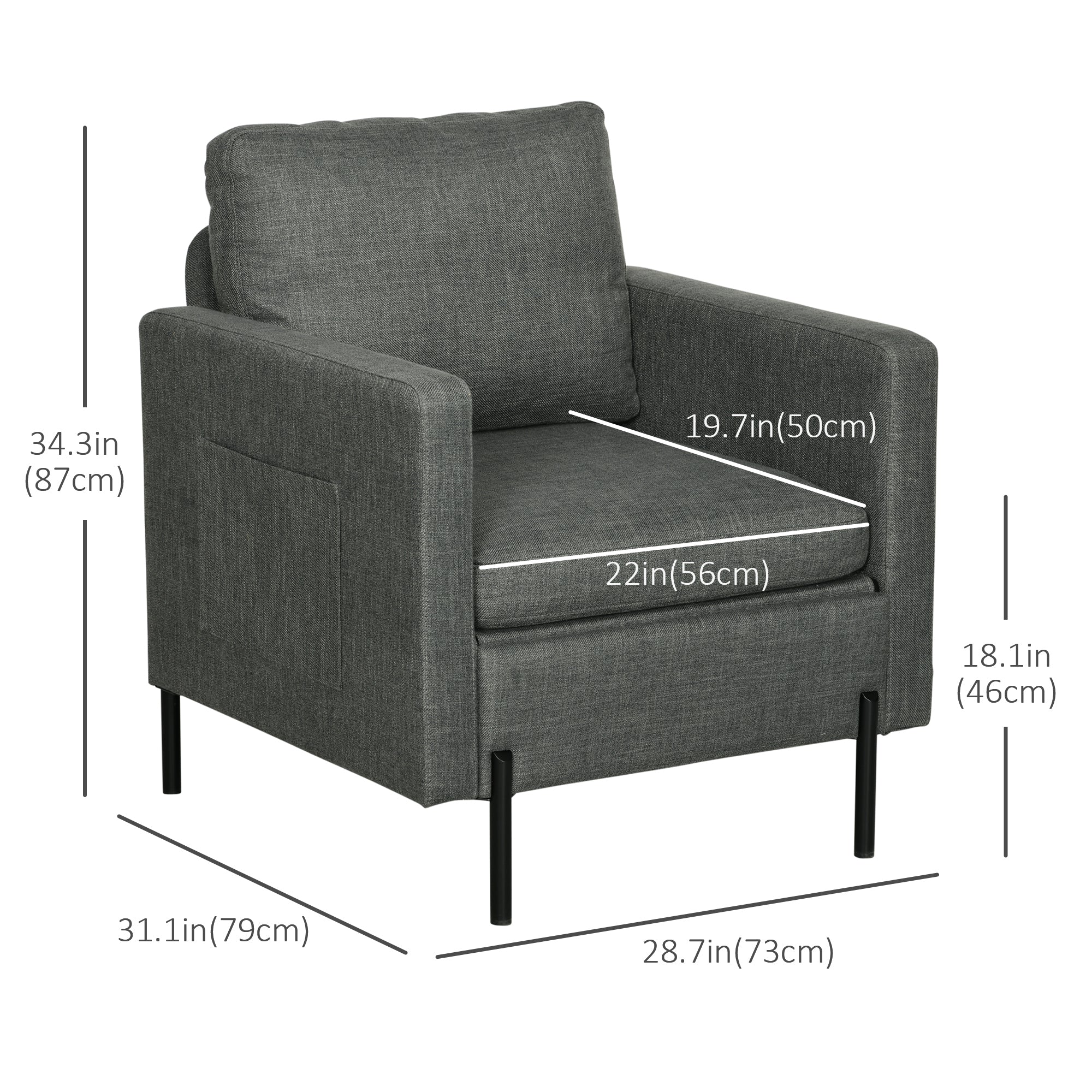 Accent Chair - Grey Linen Modern-DECOROLALA