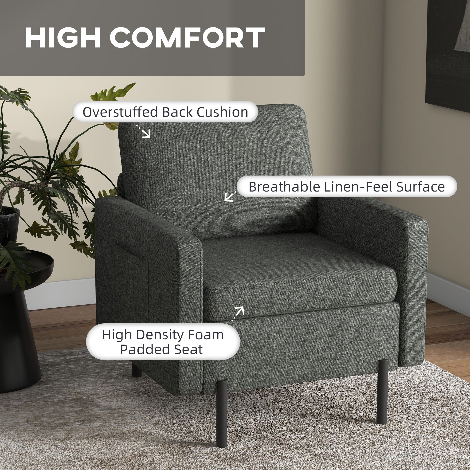Accent Chair - Grey Linen Modern-DECOROLALA
