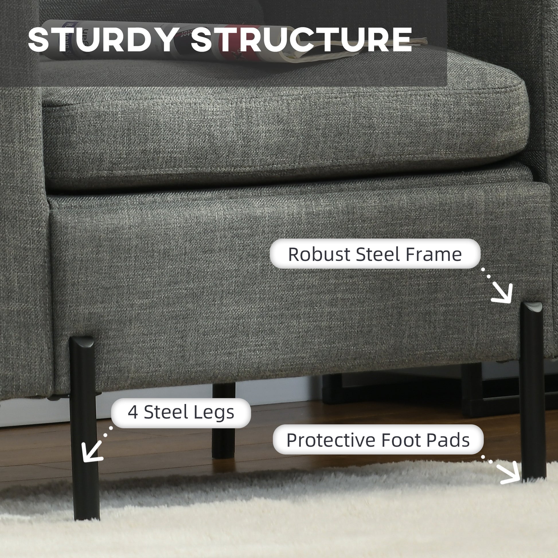 Accent Chair - Grey Linen Modern-DECOROLALA