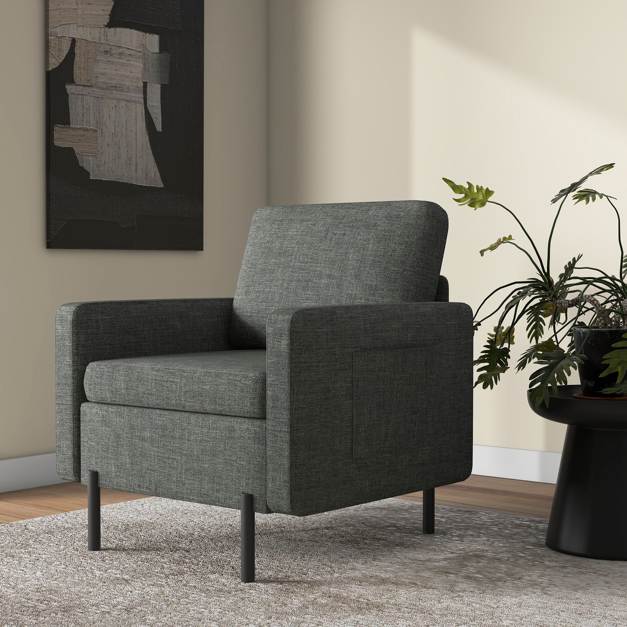 Accent Chair - Grey Linen Modern-DECOROLALA