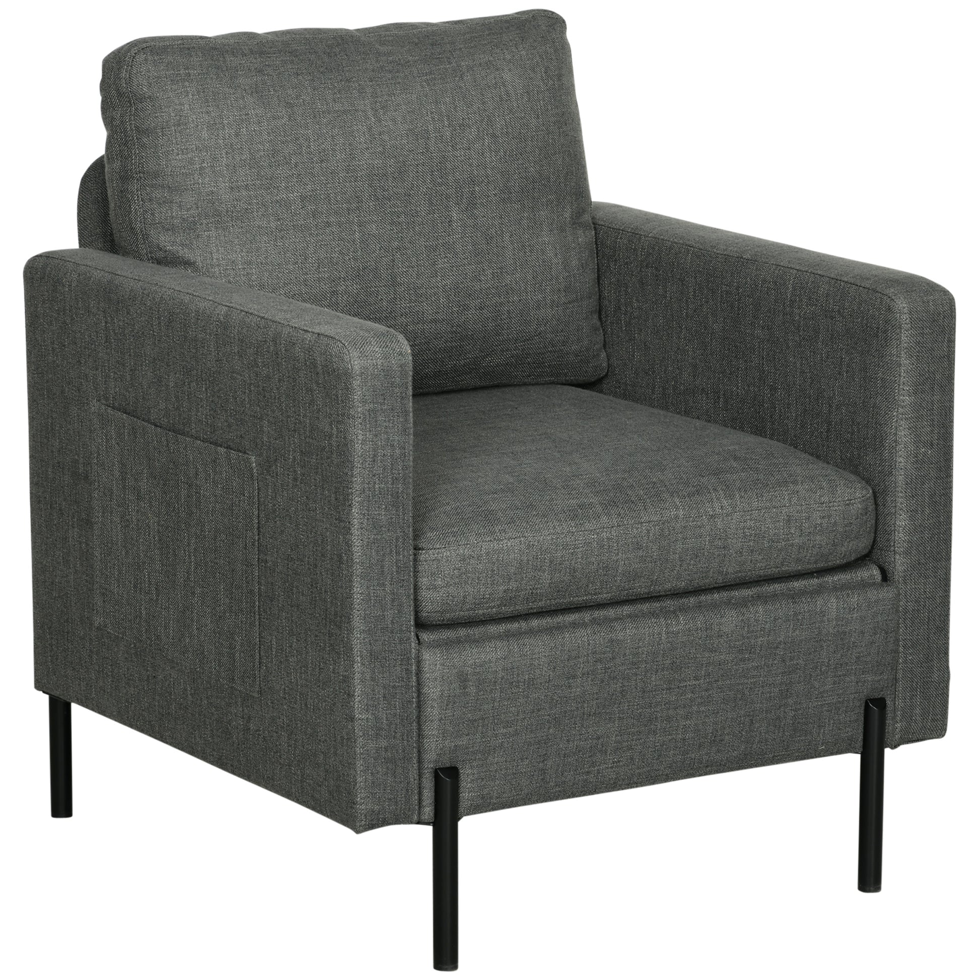 Accent Chair - Grey Linen Modern-DECOROLALA
