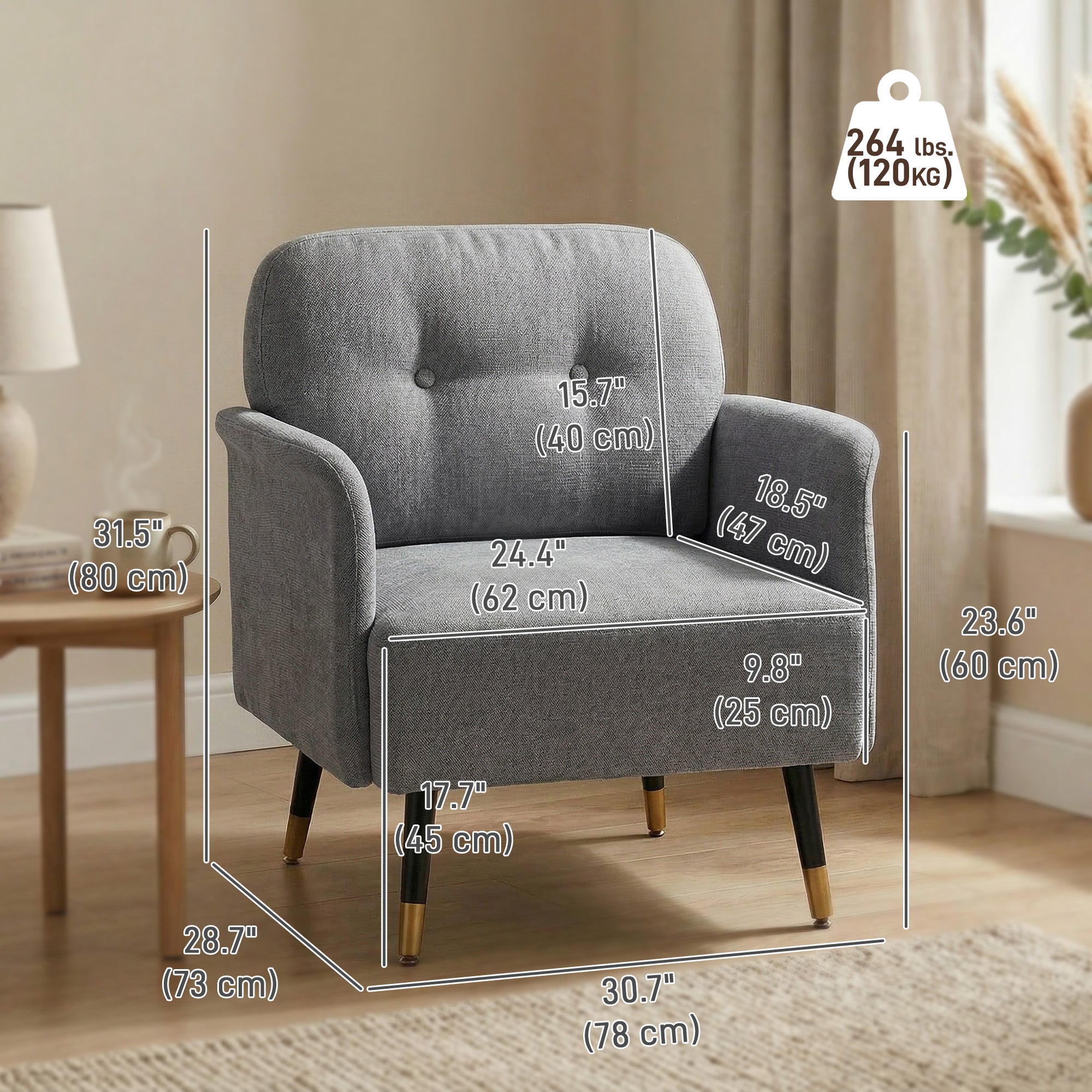 Accent Chair - Grey Tufted Modern-DECOROLALA