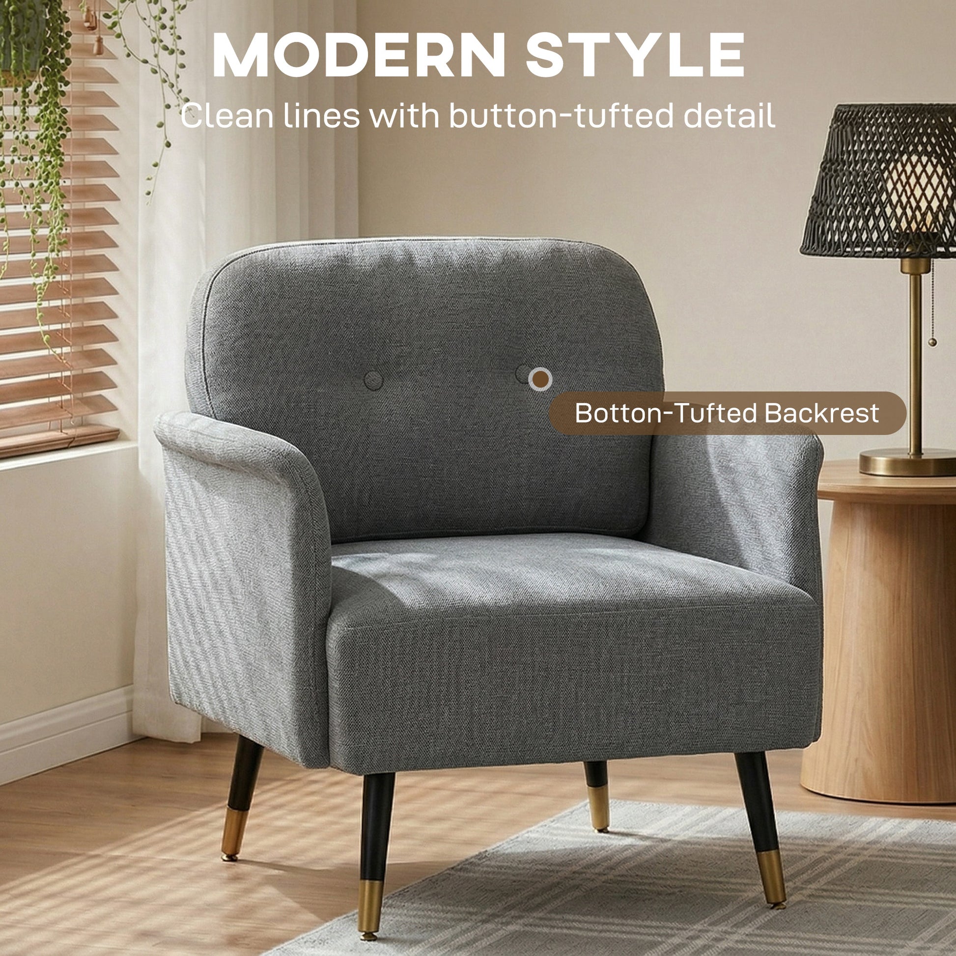 Accent Chair - Grey Tufted Modern-DECOROLALA