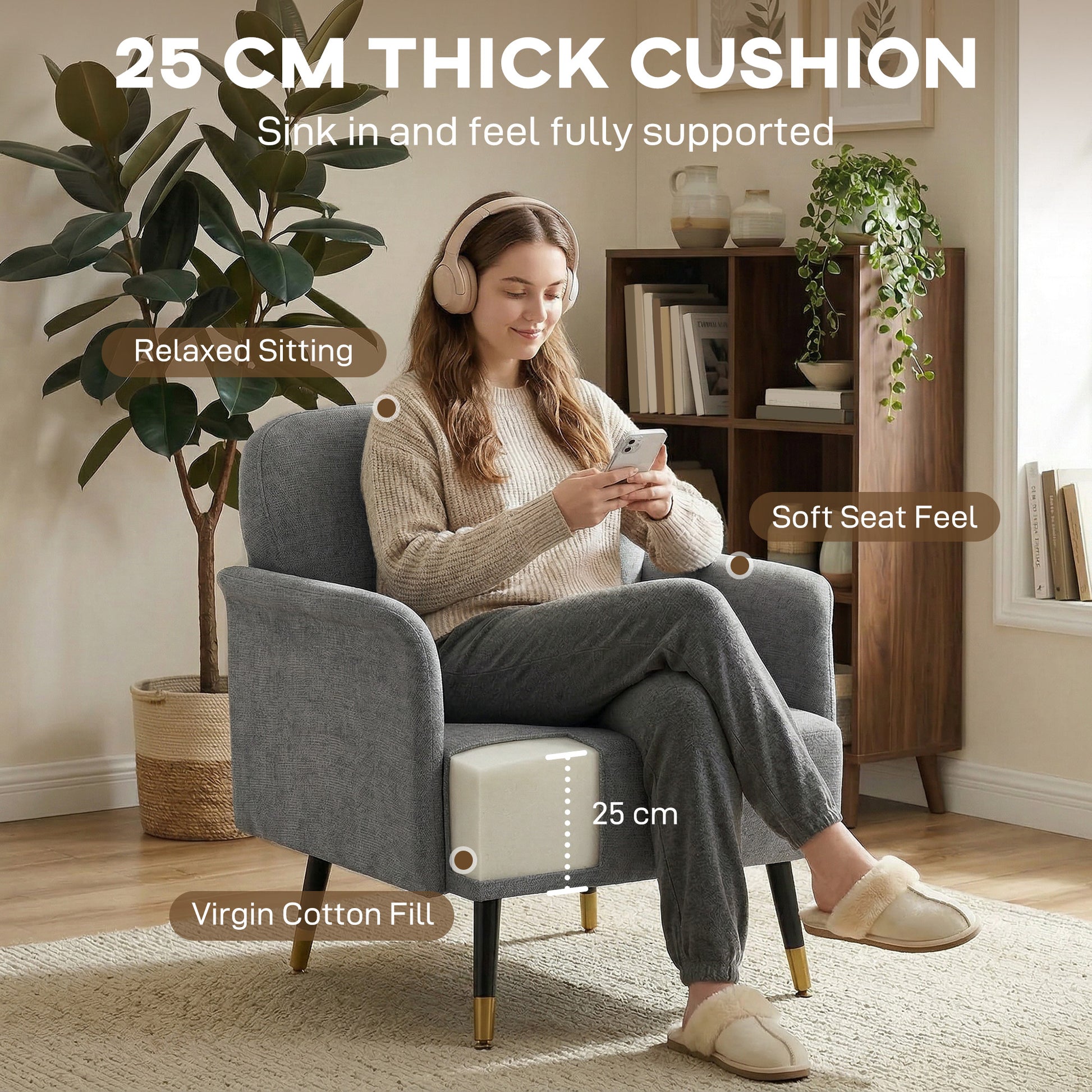 Accent Chair - Grey Tufted Modern-DECOROLALA