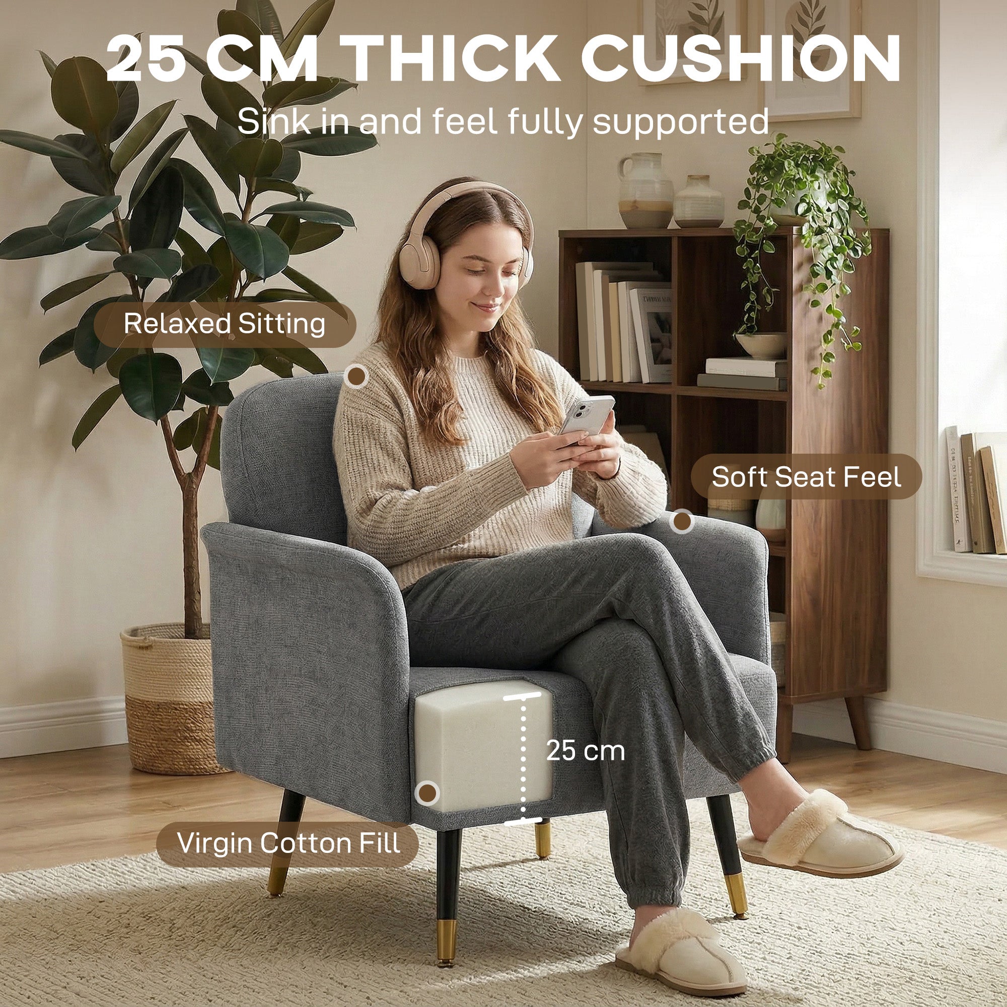 Accent Chair - Grey Tufted Modern-DECOROLALA