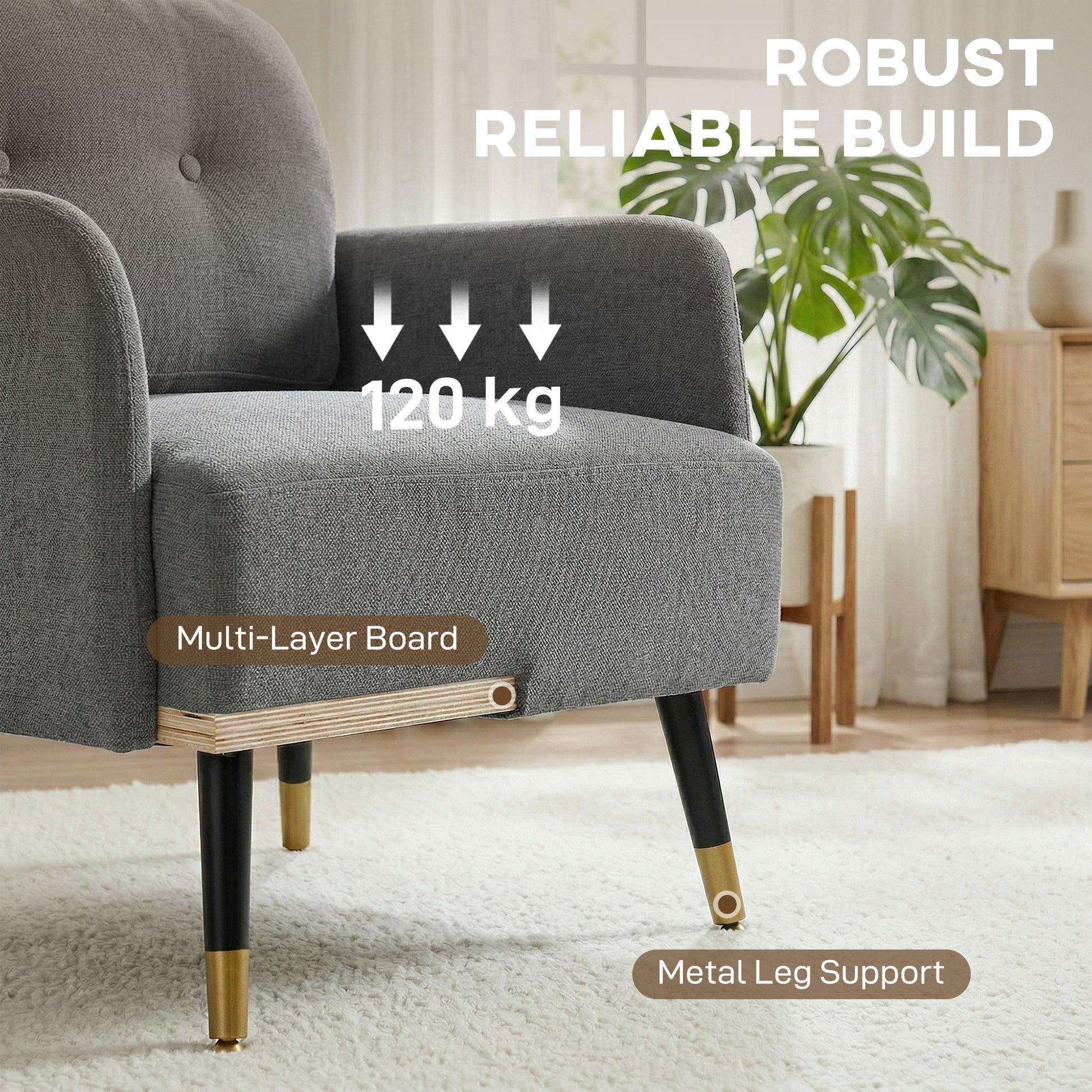 Accent Chair - Grey Tufted Modern-DECOROLALA