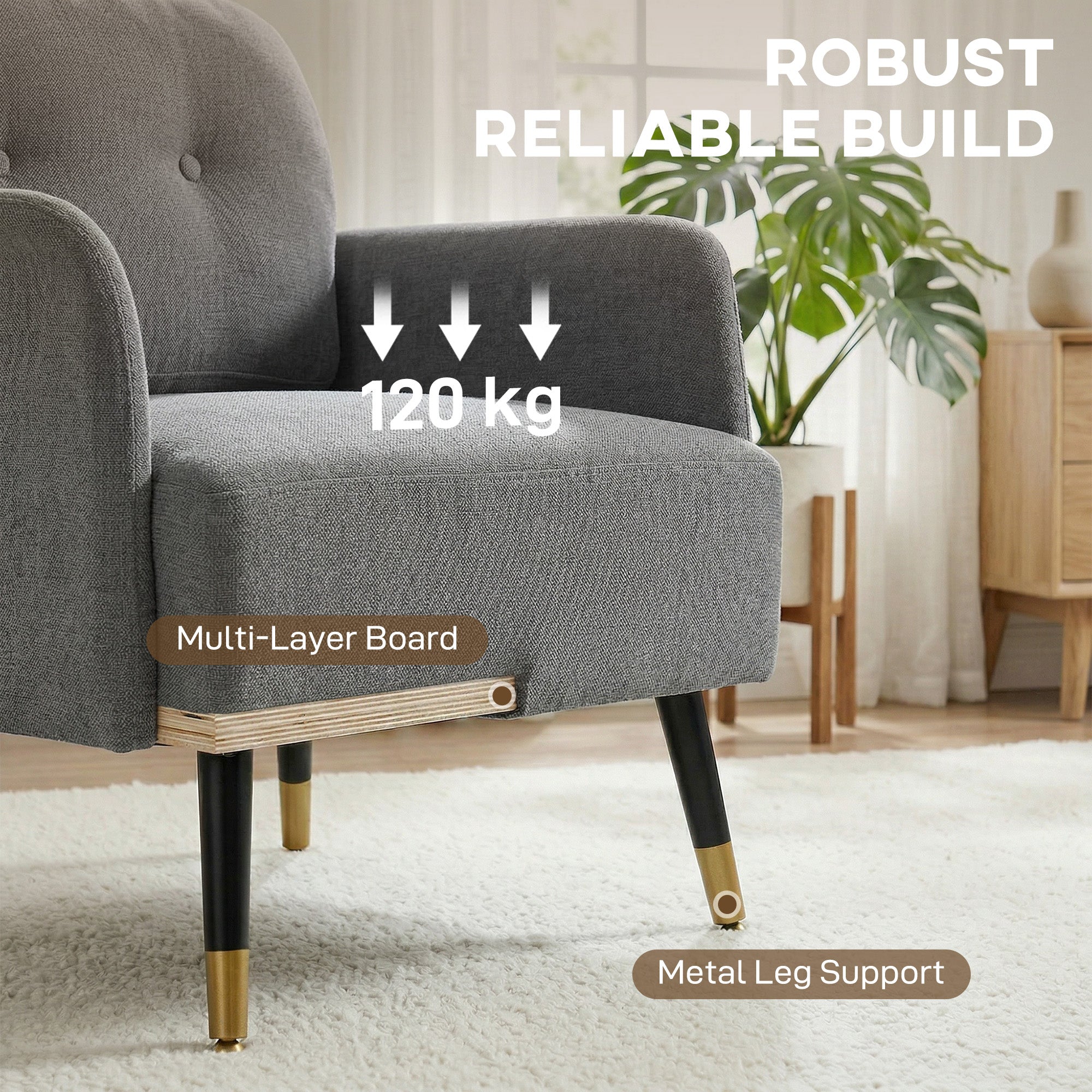 Accent Chair - Grey Tufted Modern-DECOROLALA