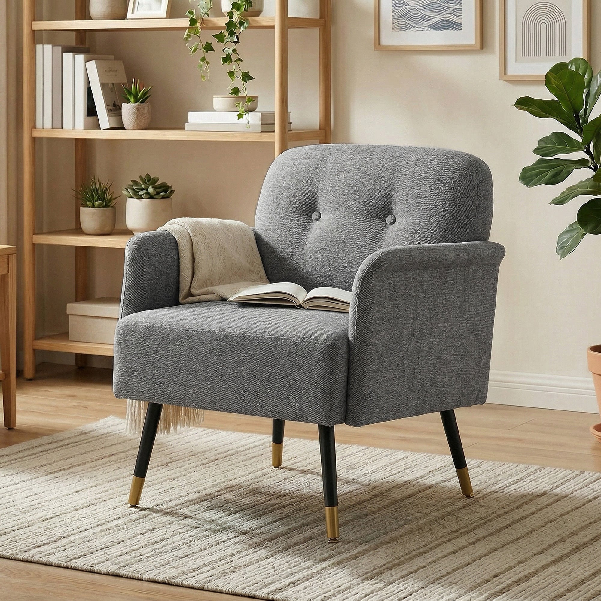 Accent Chair - Grey Tufted Modern-DECOROLALA