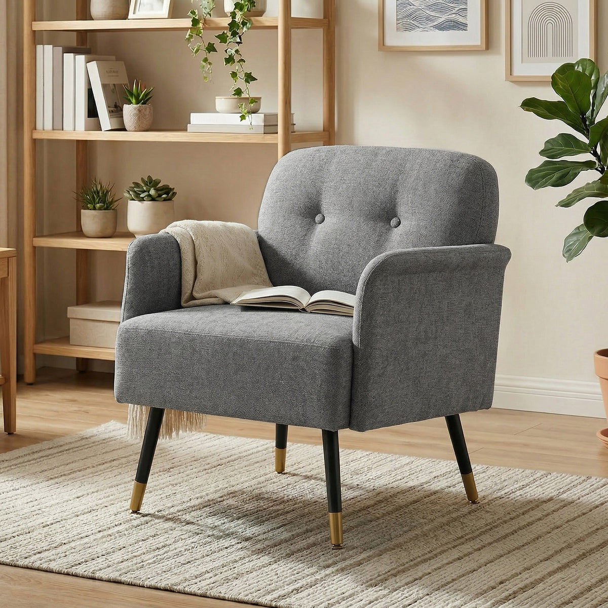 Accent Chair - Grey Tufted Modern-Accent Chairs-DECOROLALA
