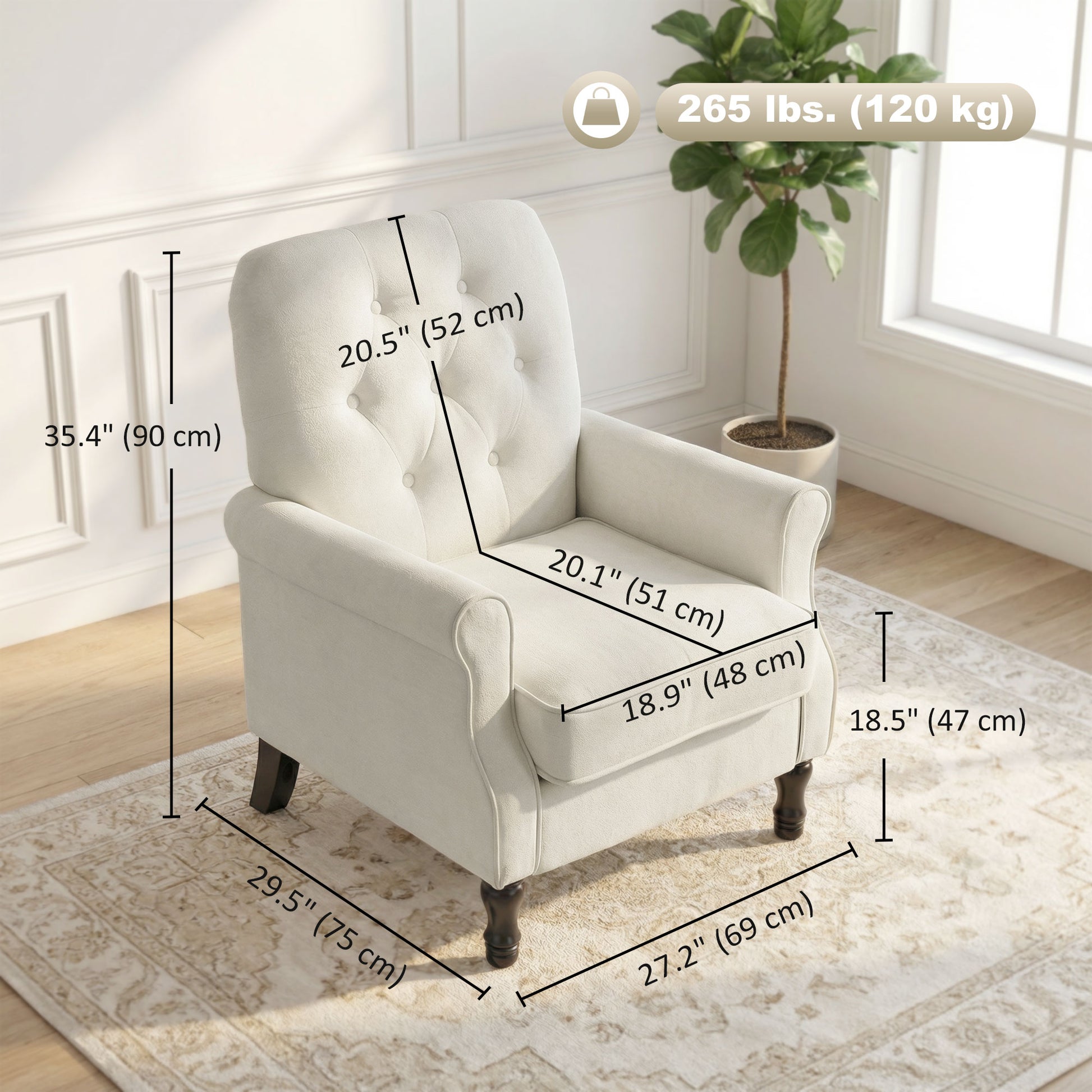 Accent Chair Mid-Century Modern Armchair Cream-DECOROLALA