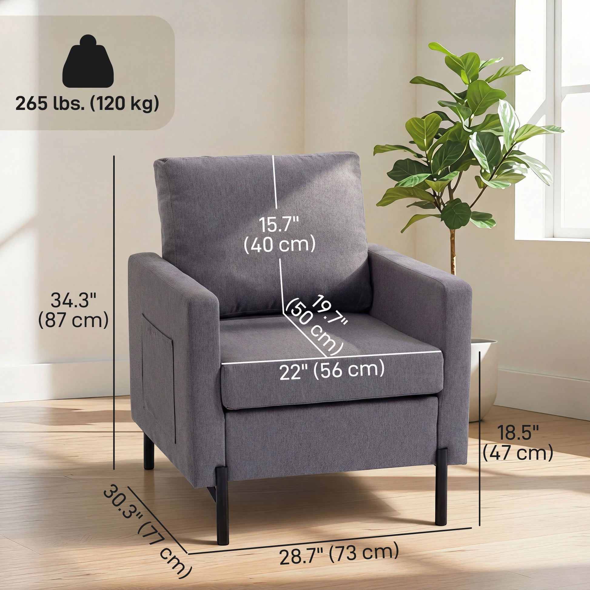 Accent Chair Modern Dark Grey-DECOROLALA
