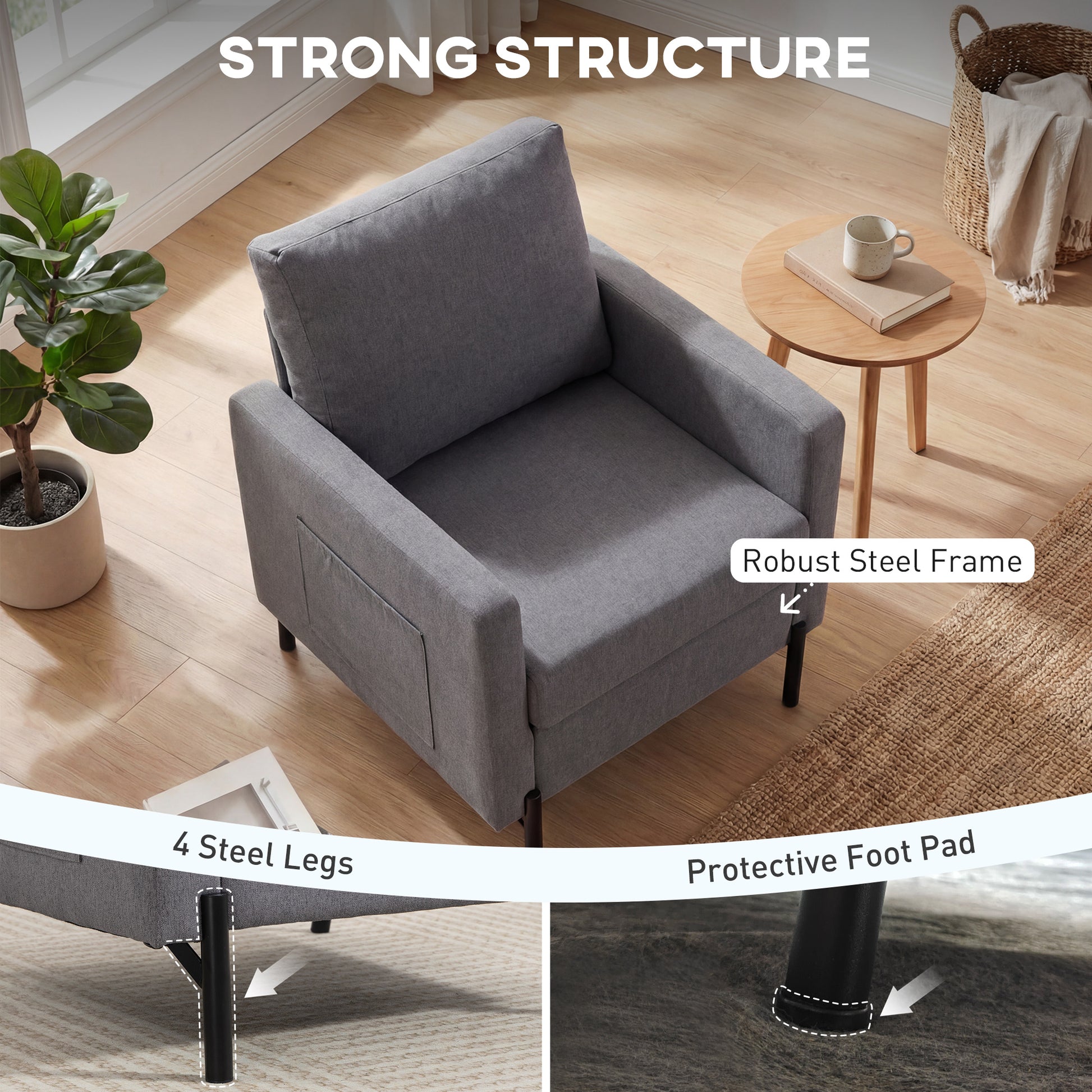 Accent Chair Modern Dark Grey-DECOROLALA