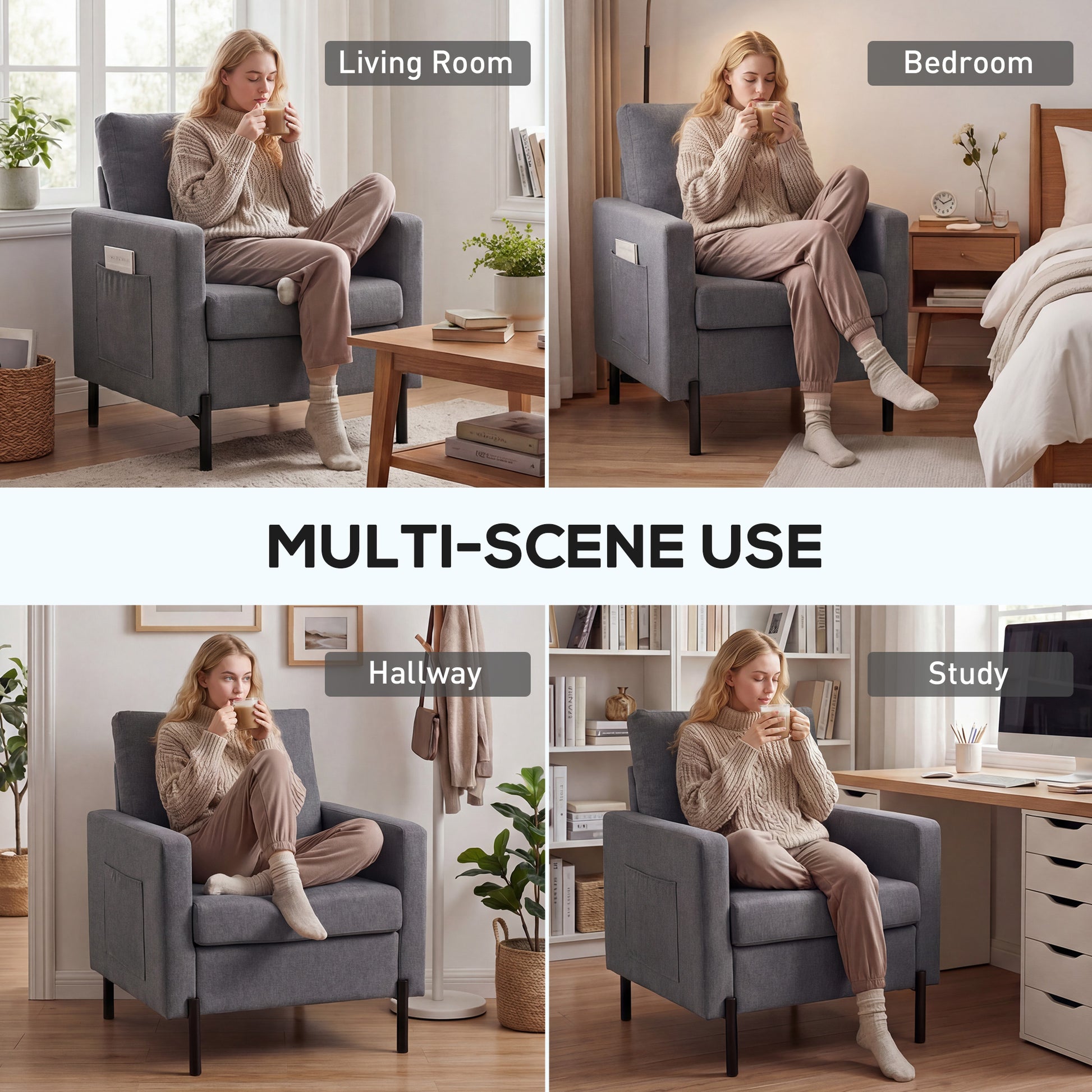 Accent Chair Modern Dark Grey-DECOROLALA