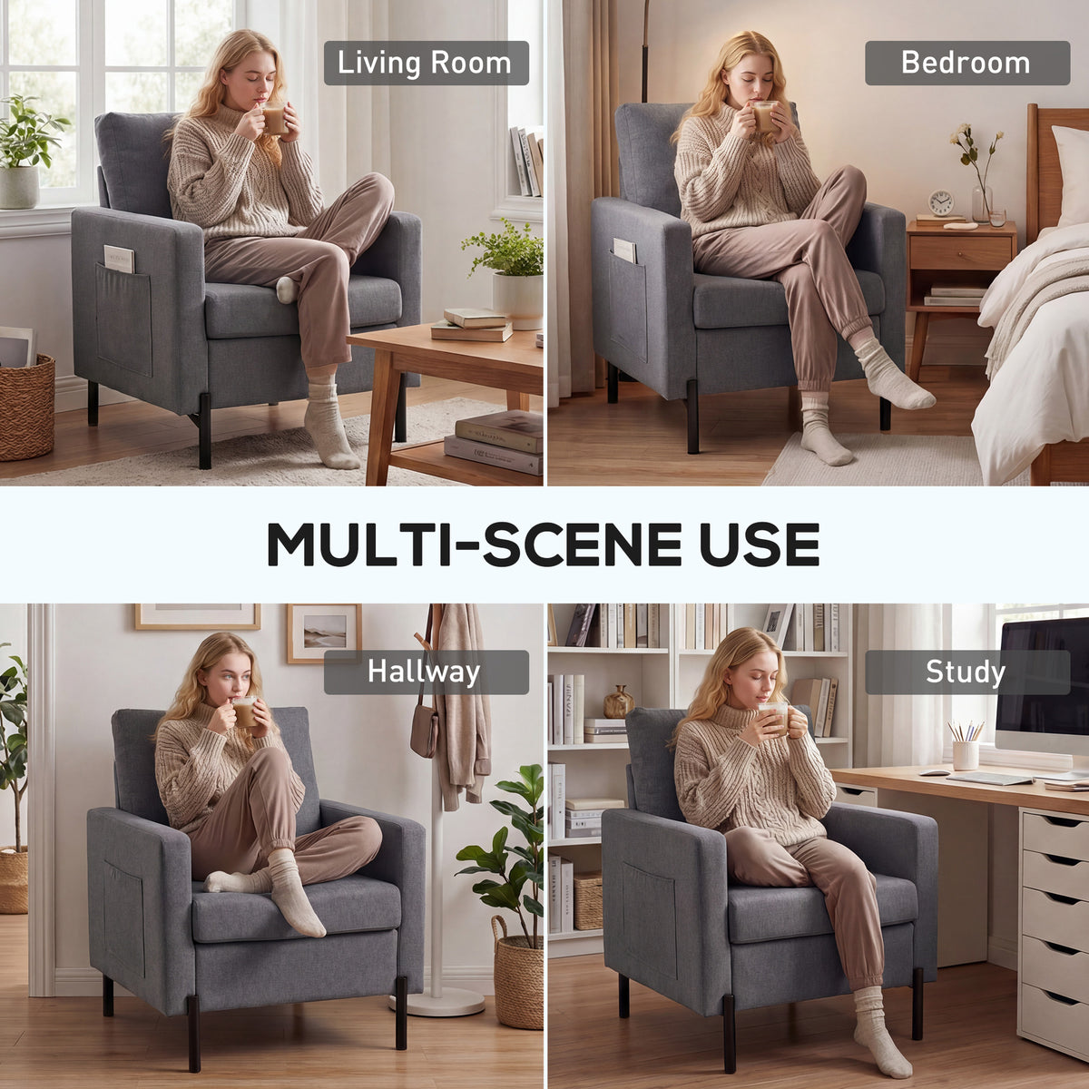 Accent Chair Modern Dark Grey-DECOROLALA