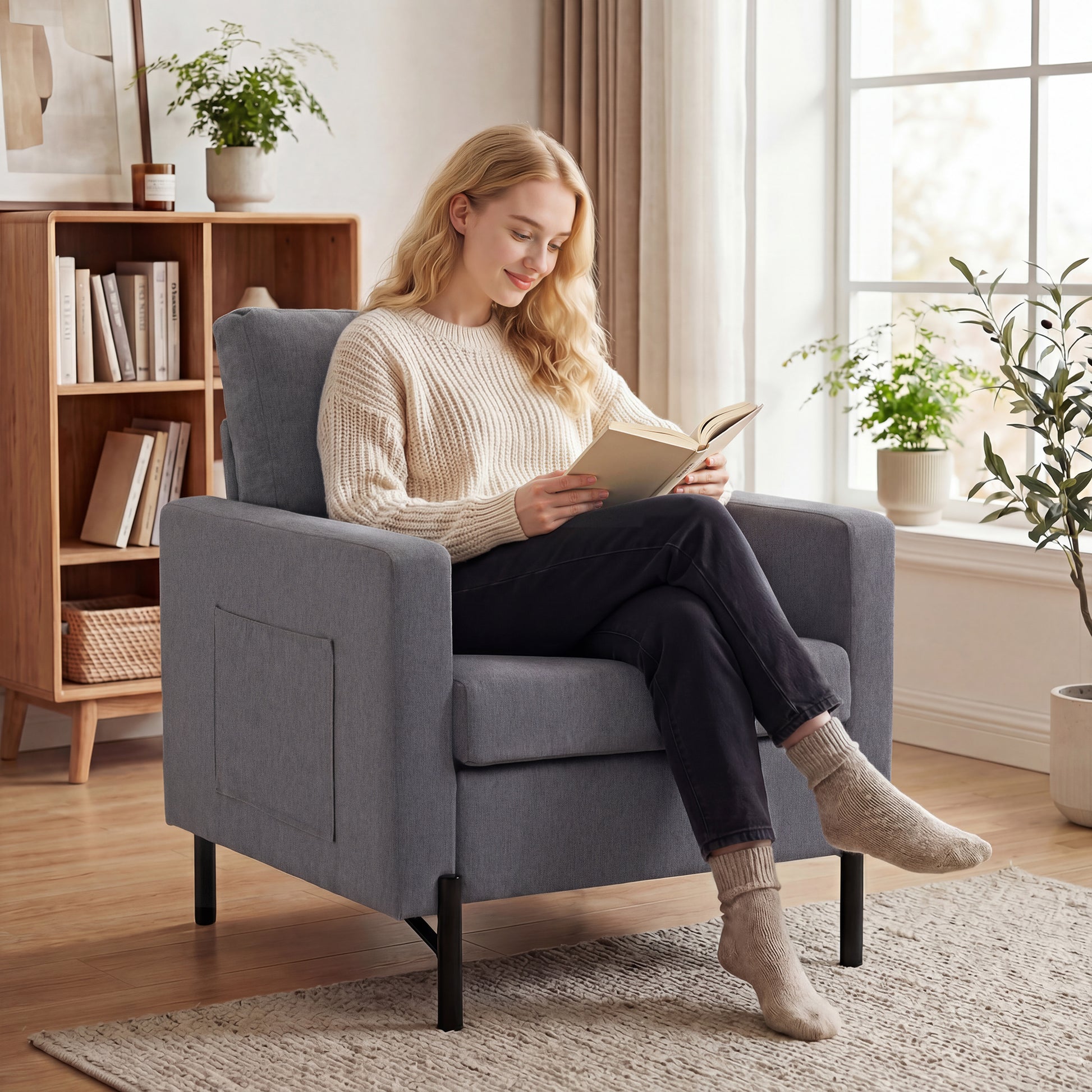 Accent Chair Modern Dark Grey-DECOROLALA
