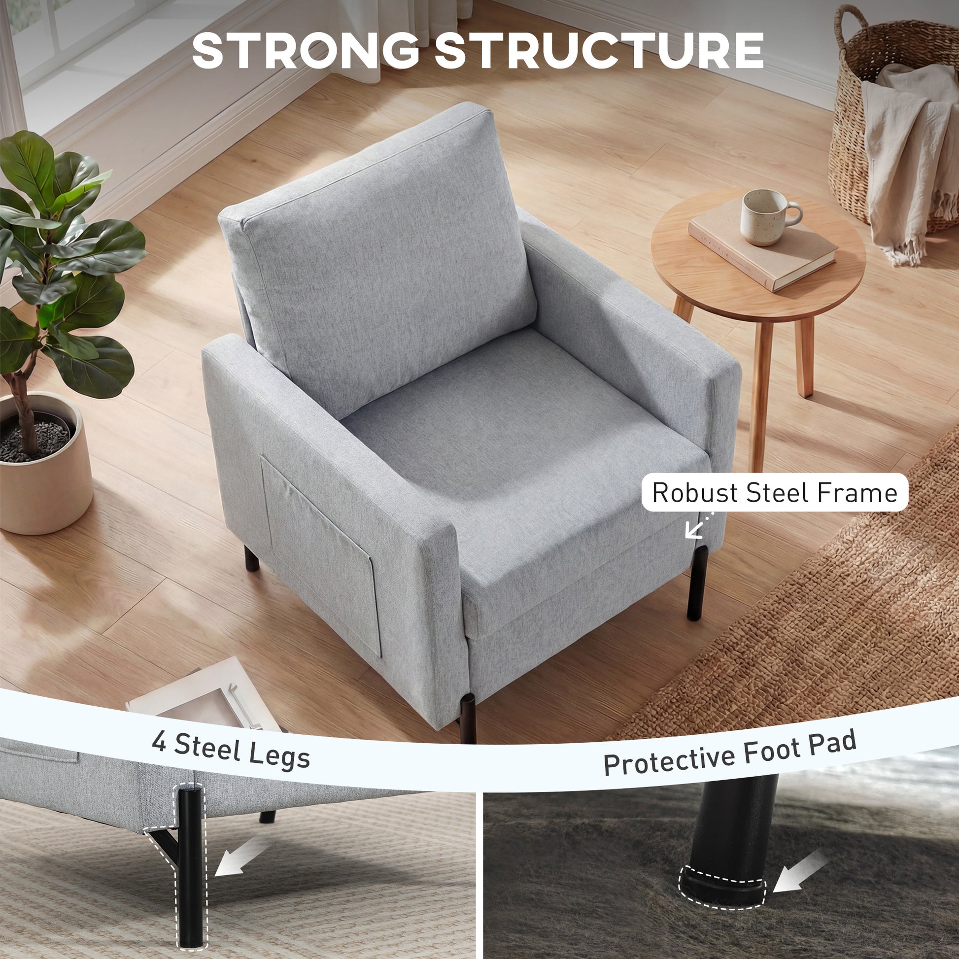 Accent Chair Modern Upholstered Light Grey-DECOROLALA