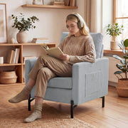 Accent Chair Modern Upholstered Light Grey-DECOROLALA
