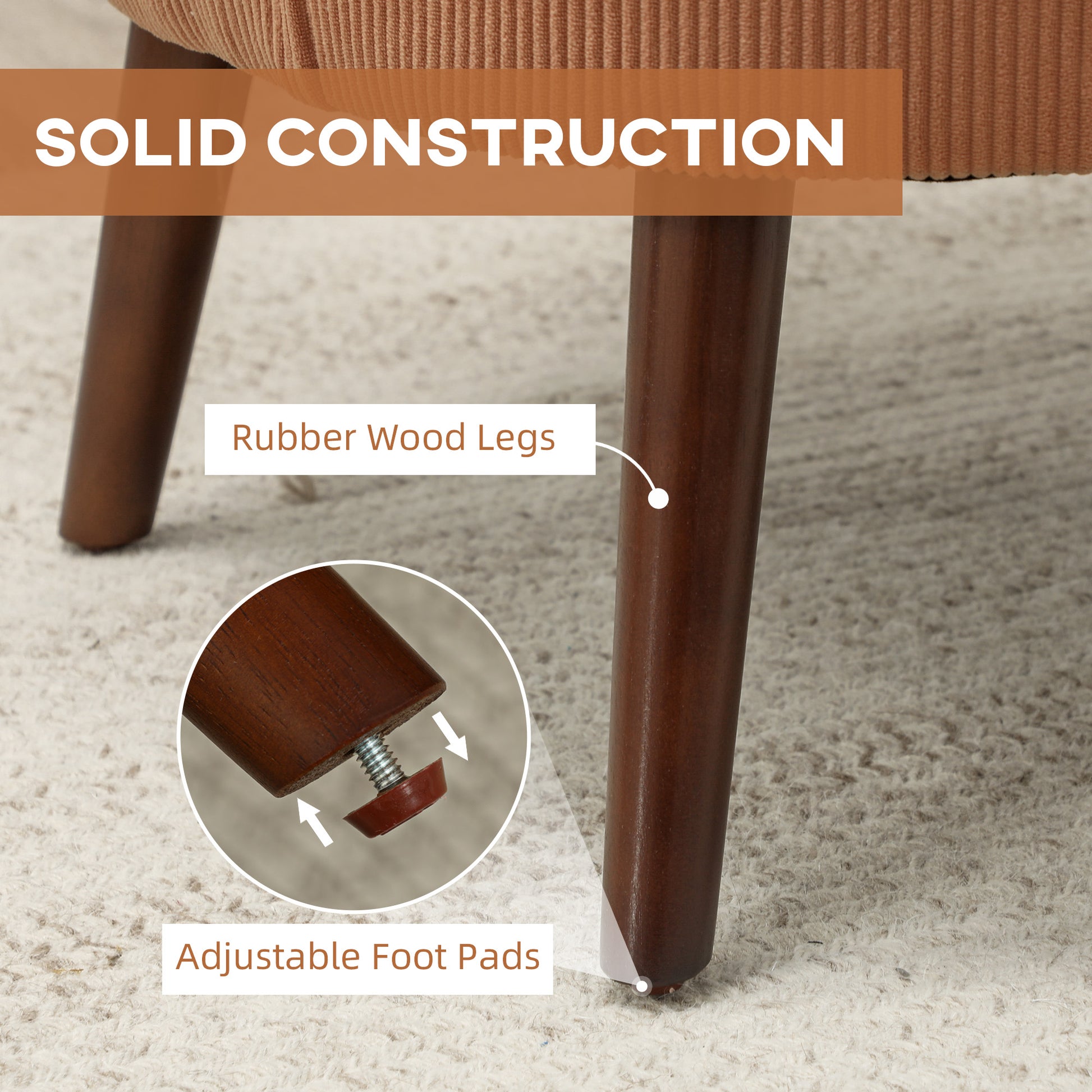 Accent Chair - Orange Corduroy Wingback-DECOROLALA