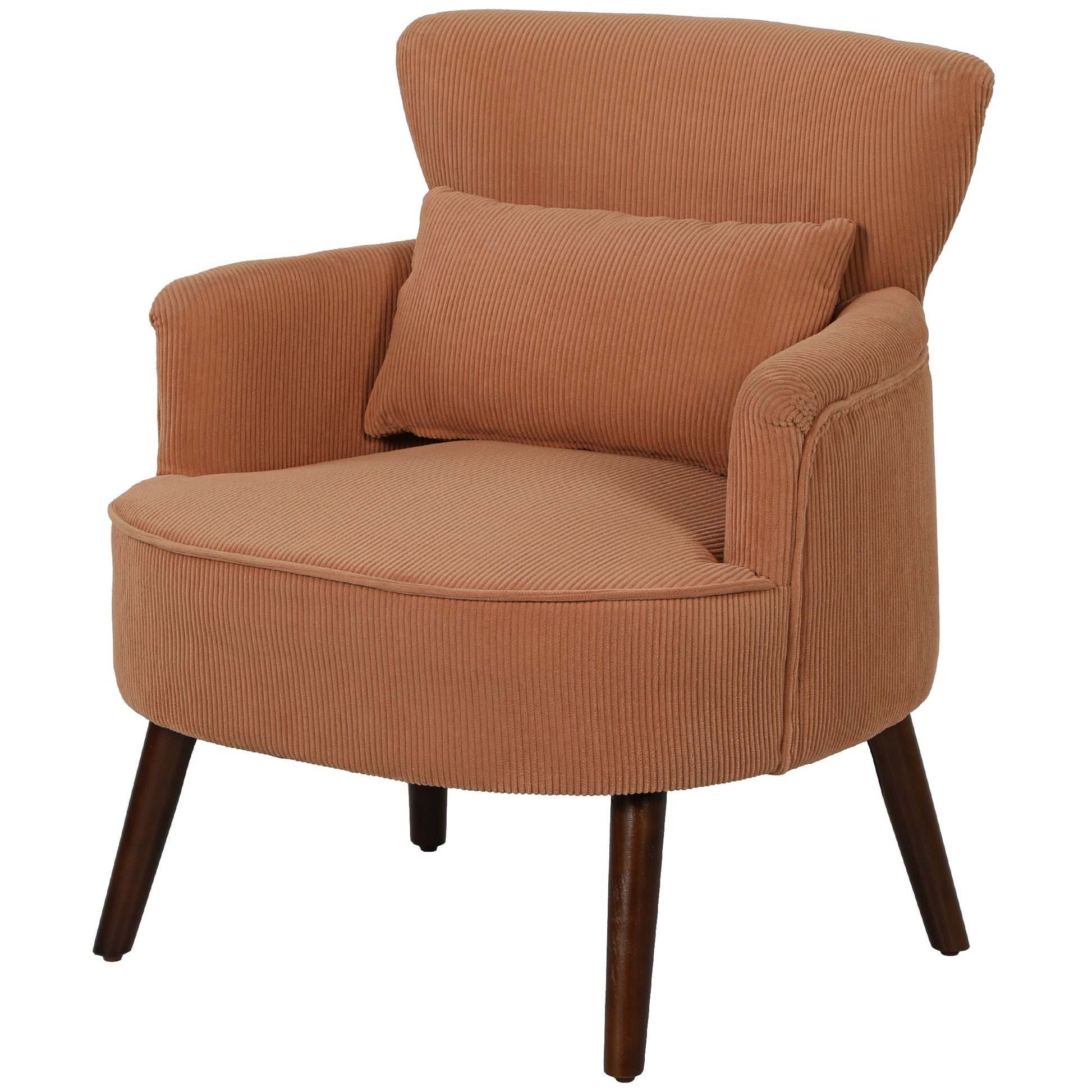 Accent Chair - Orange Corduroy Wingback-DECOROLALA