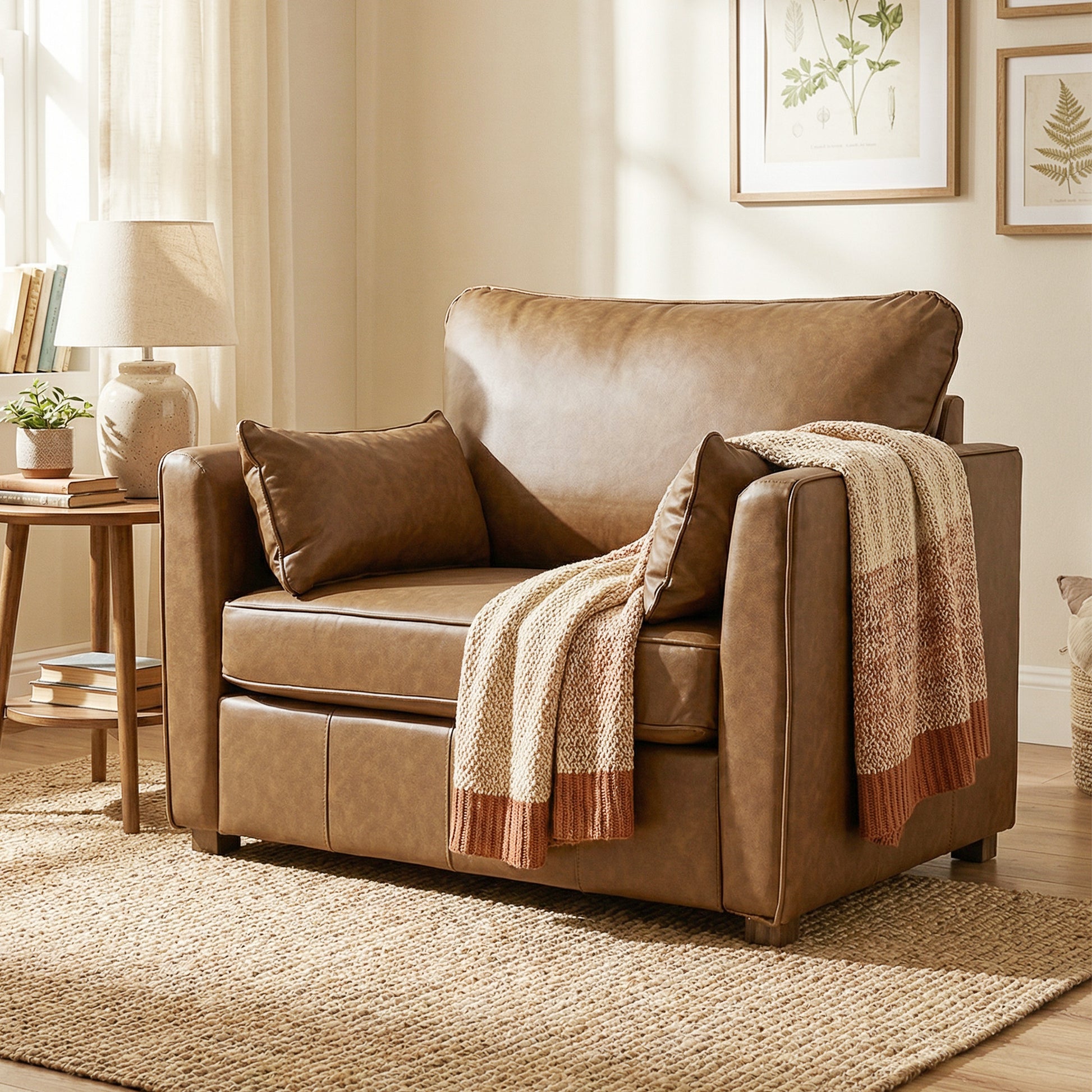Accent Chair PU Leather Brown - 35.4" Wide-DECOROLALA