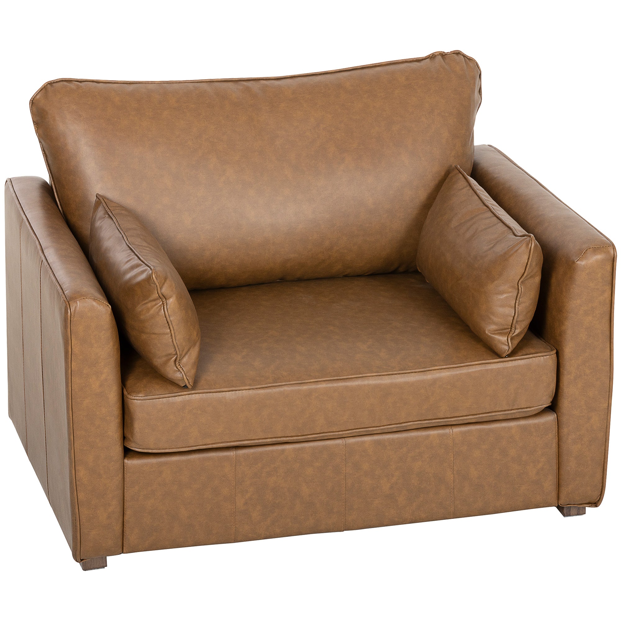 Accent Chair PU Leather Brown - 35.4" Wide-DECOROLALA