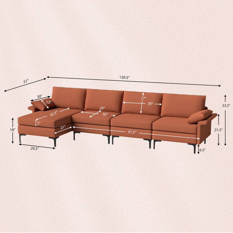 Accent Chair + Side Table + L-Shaped Sectional Sofa /3-Piece Modern Living Room Furniture Set/-Sofas & Loveseats-DECOROLALA