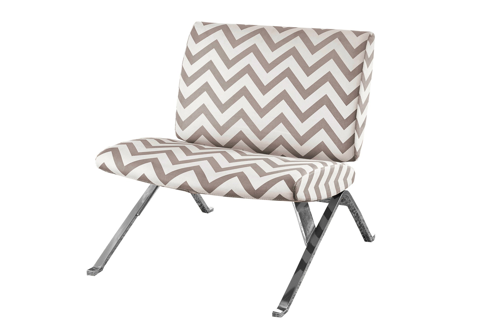 Accent Chair - Teal " Chevron " Fabric / Chrome Metal-Accent Table-DECOROLALA