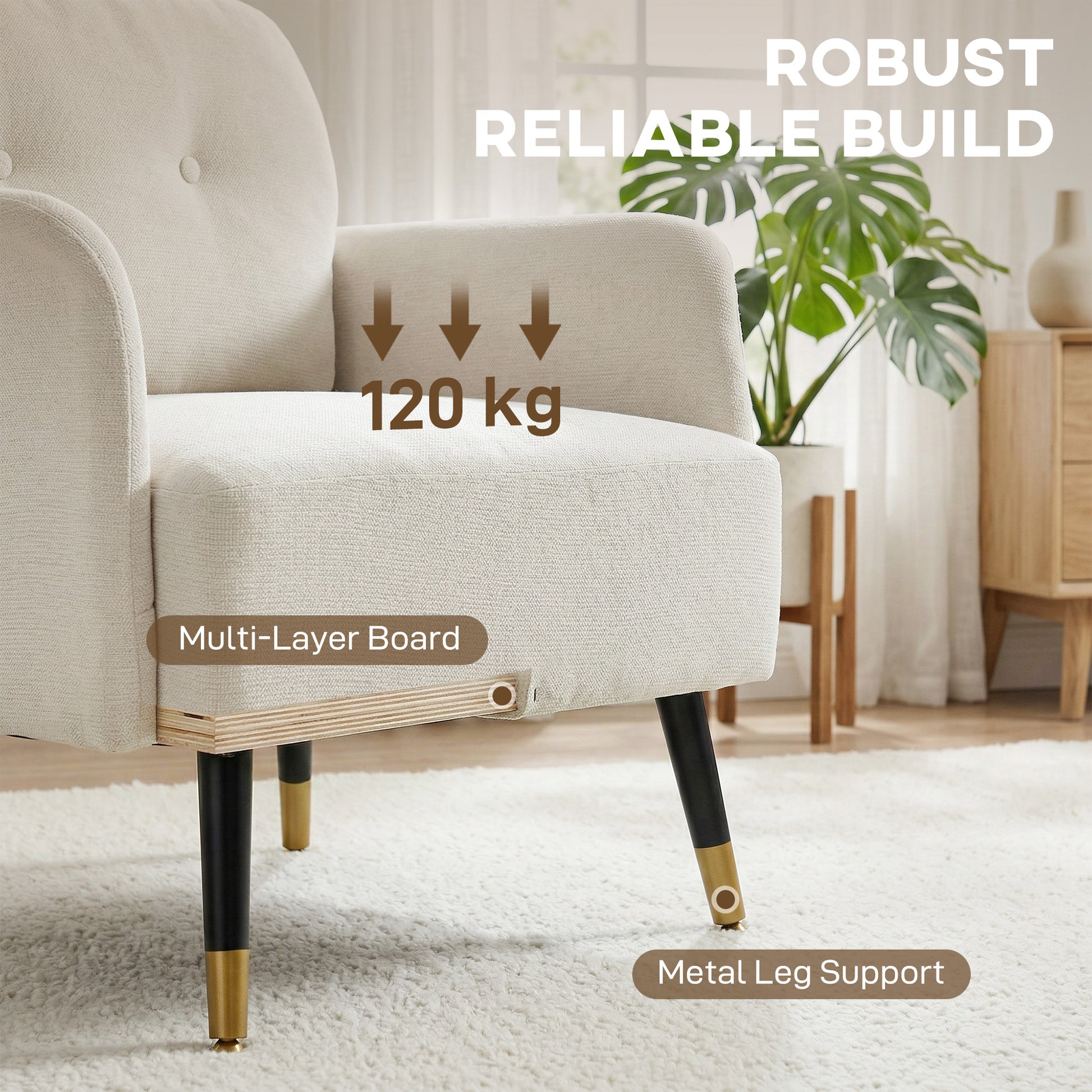 Accent Chair Tufted Cream White-DECOROLALA