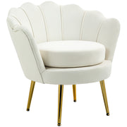 Accent Chair Velvet Cream White Gold Legs-DECOROLALA