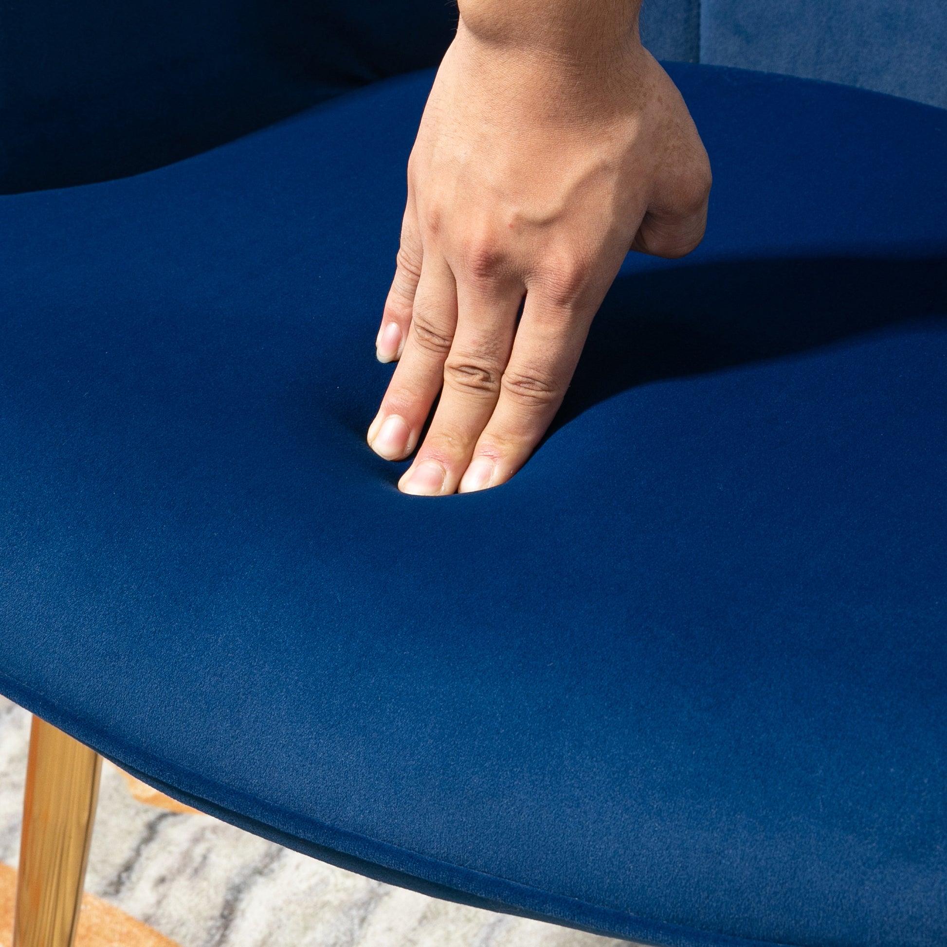 Accent Chair with Ottoman - Dark Blue-DECOROLALA