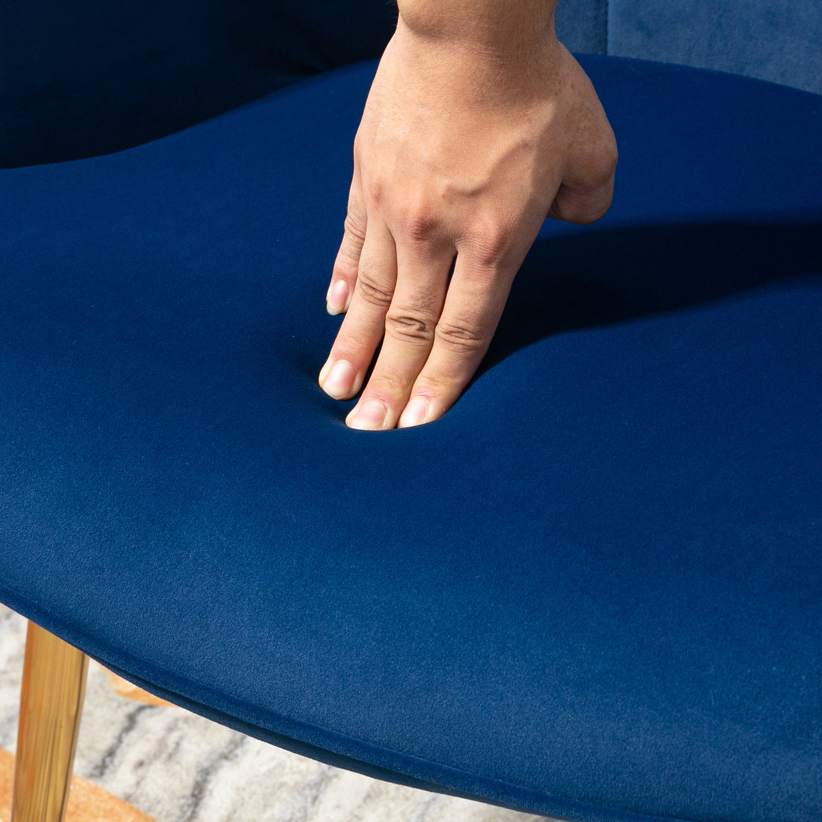 Accent Chair with Ottoman - Dark Blue-DECOROLALA